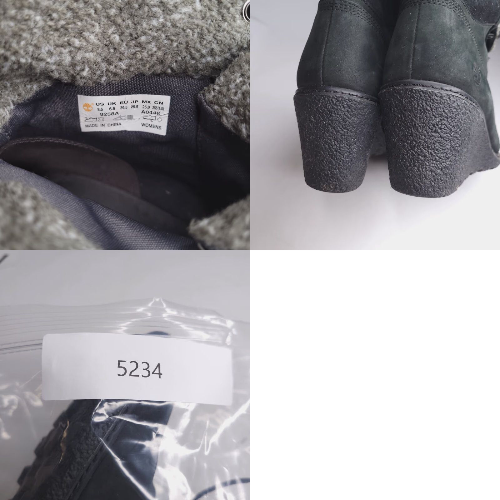 Timberland Timberland Boots Women 8.5 Winter Leather High Heel Bootie Black Sherpa Warm Dark Olive Green Vintage No (adjusted?) Size US 9 / IT 39 - 8 Thumbnail