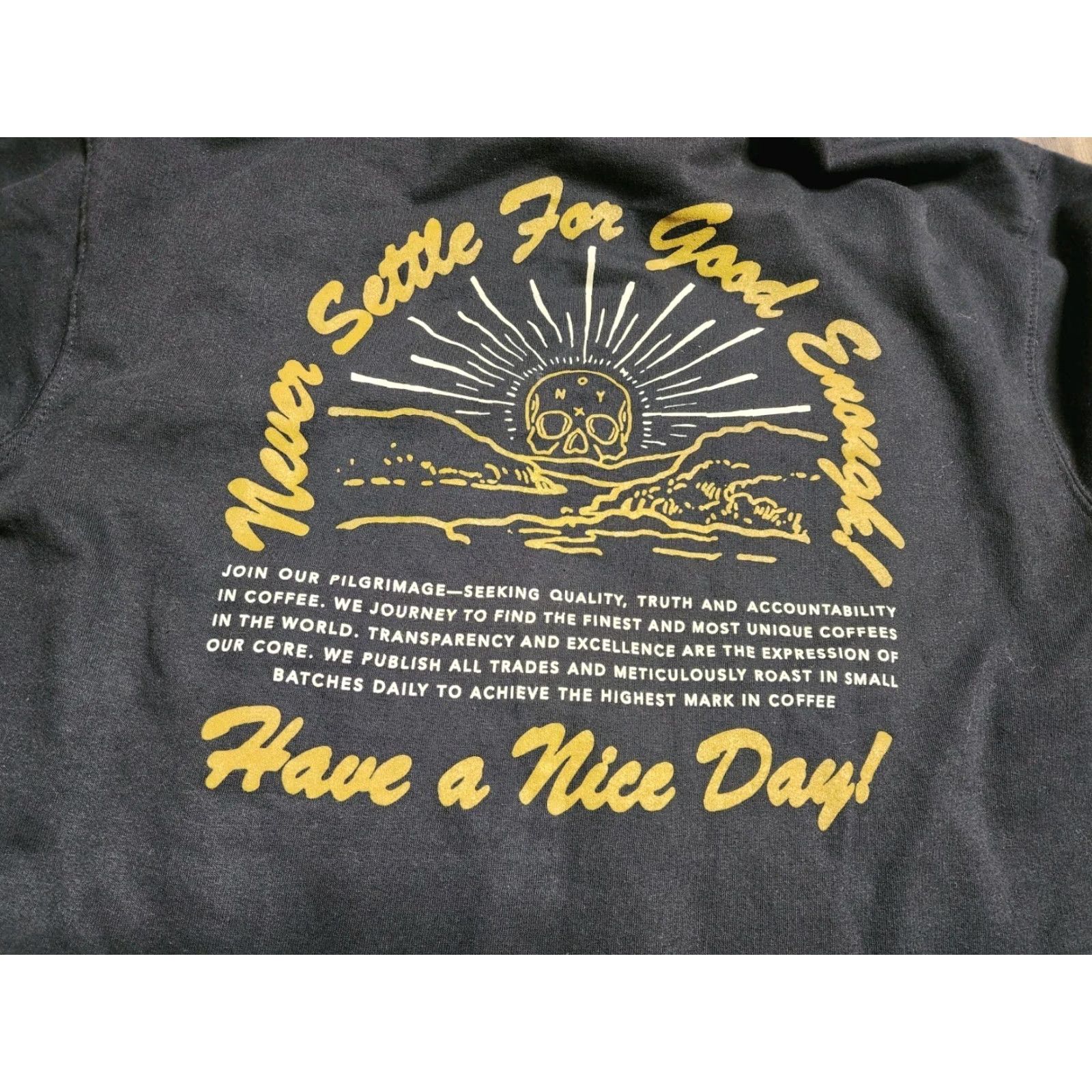 Vintage Men's M Black Cotton Blend Full Zip Hoodie Sweatshirt Graphic Print Have A Nice Day Fall Winter Casual Size US M / EU 48-50 / 2 - 2 Thumbnail