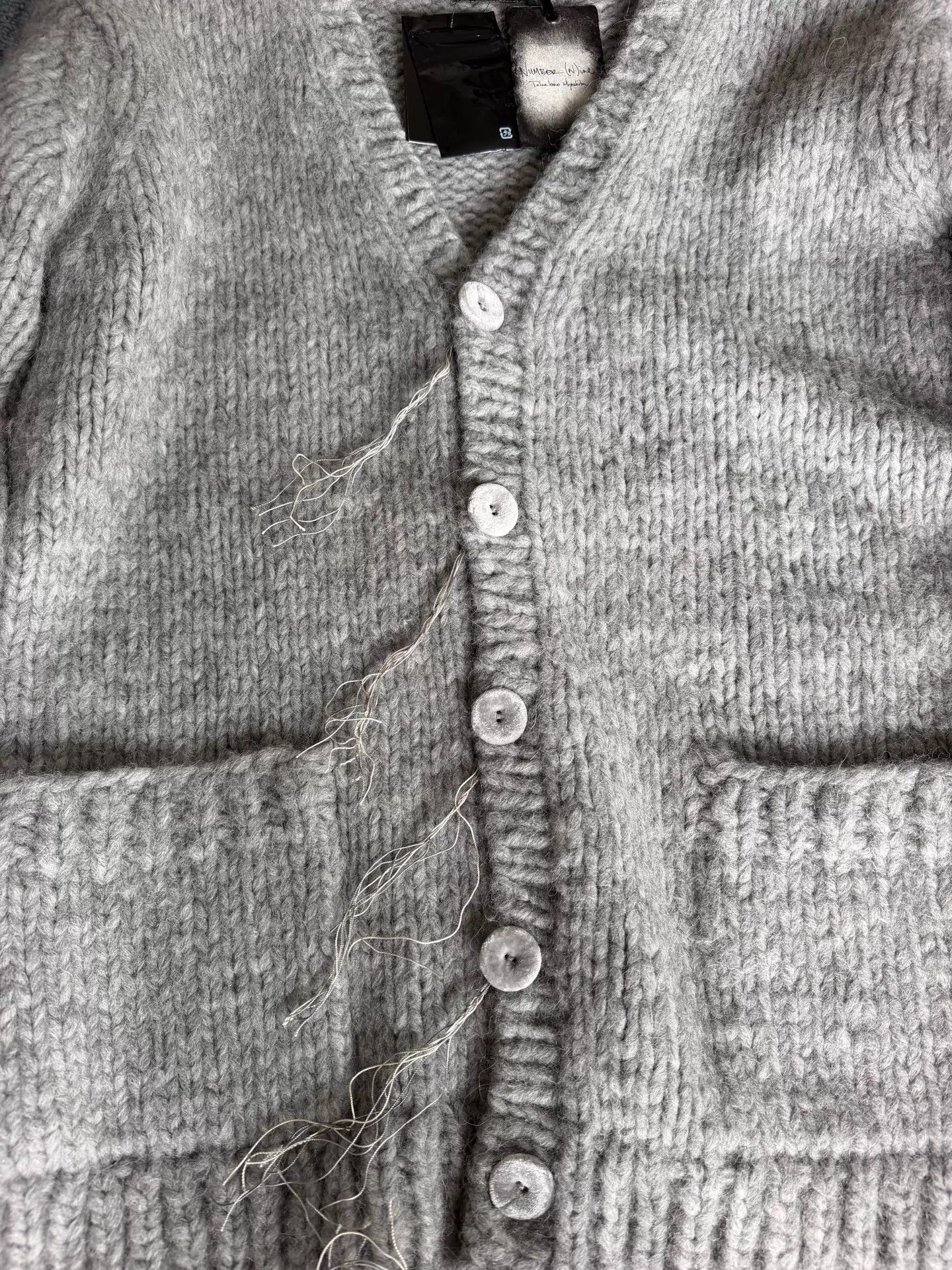 Number (N)ine NUMBER (N)INE 09FW V-neck Tassel Wool-Blend Cardigan Gray Size US L / EU 52-54 / 3 - 6 Thumbnail