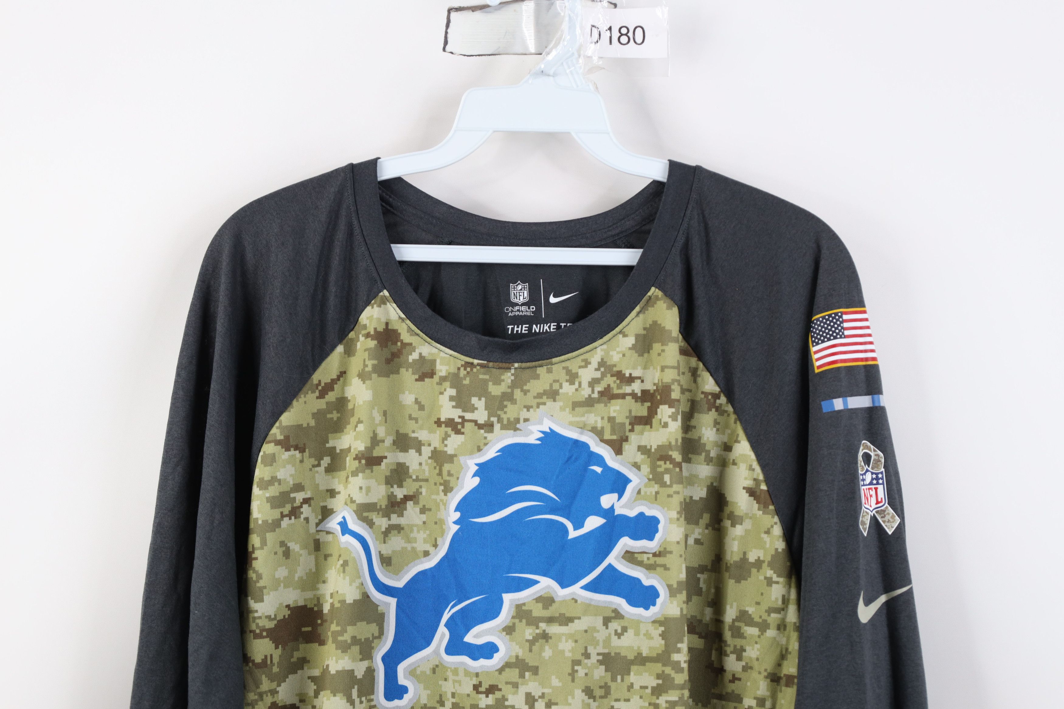 Nike Nike Salute To Service Detroit Lions 3/4 Sleeve T-Shirt Size US XL / EU 56 / 4 - 2 Thumbnail