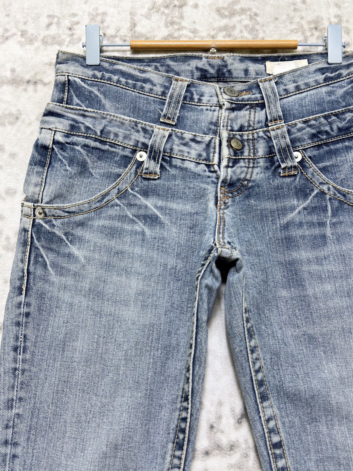 Japanese Brand Double Name Japanese Double Waist Layered Denim Jeans Y2K Size US 29 - 4 Thumbnail