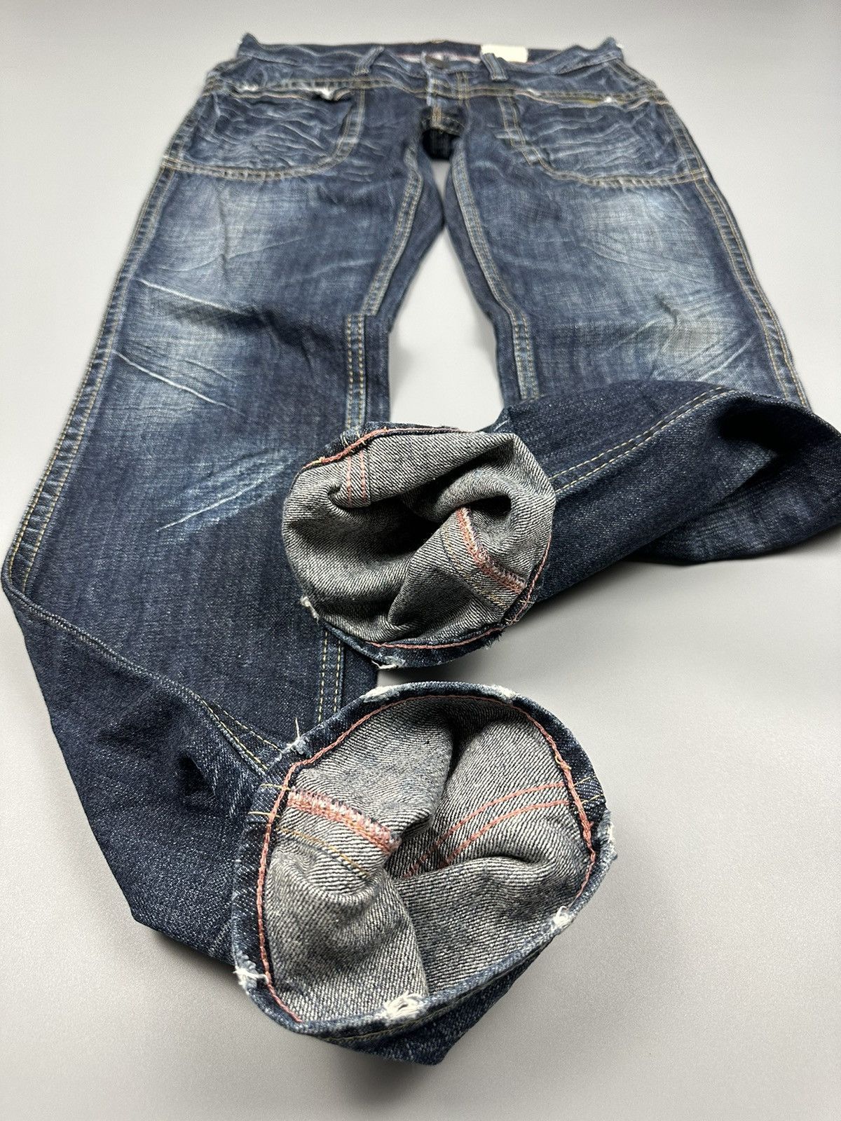 If Six Was Nine × Le Grande Bleu (L.G.B.) Vintage Special Antgauge Fourmimesure Distressed Denim Size US 31 - 7 Thumbnail