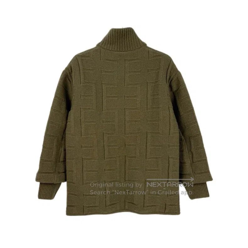 Hermes Hermes Olive Green Full Print Wool Knit Cotton Jacket Size XS / US 0-2 / IT 36-38 - 2 Thumbnail