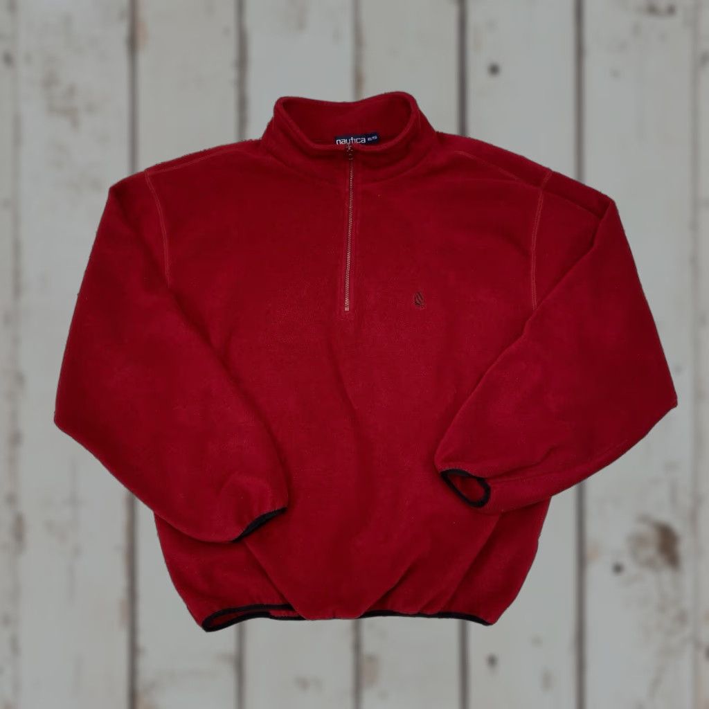 Nautica VINTAGE Nautica Quarter Zip Pull Over Fleece Red Synchilla Size XL Mens Holiday? Size US XL / EU 56 / 4 - 1 Thumbnail