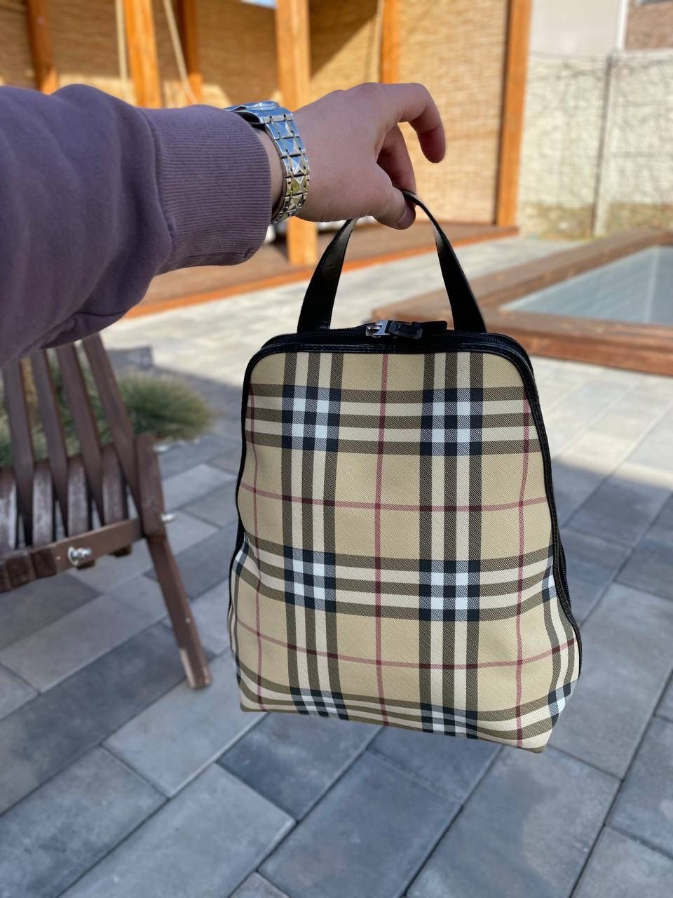 Burberry Burberry Leather Nova Check Coated Canvas Backpack Size ONE SIZE - 13 Thumbnail