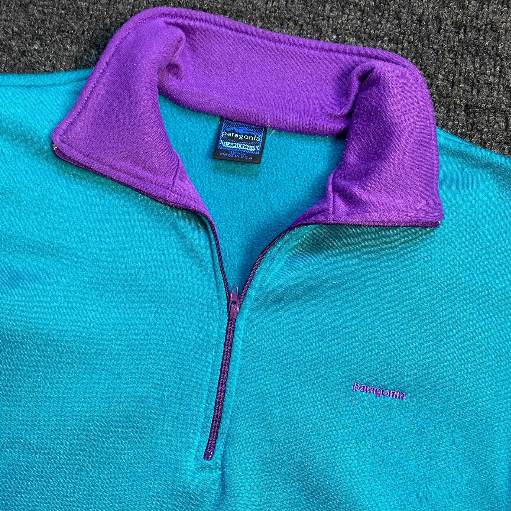 Patagonia VINTAGE Patagonia Capilene Womens ¼ Zip Pullover Sweater Teal Blue S USA Logo Size S / US 4 / IT 40 - 2 Thumbnail