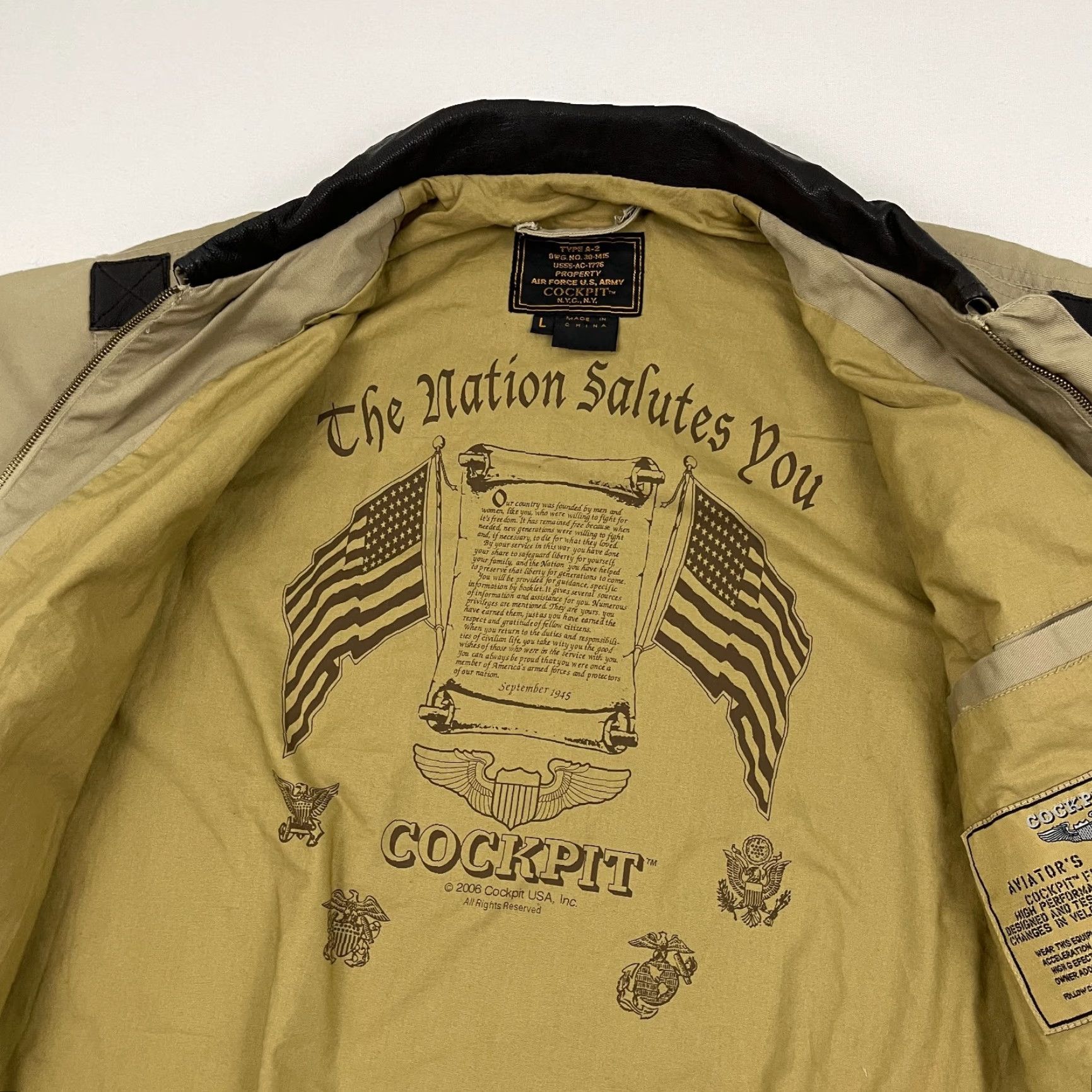 Vintage VINTAGE Cockpit USA Jacket Mens L Brown Bomber Flight Aviator Air Force Leather 90s Size US L / EU 52-54 / 3 - 5 Thumbnail