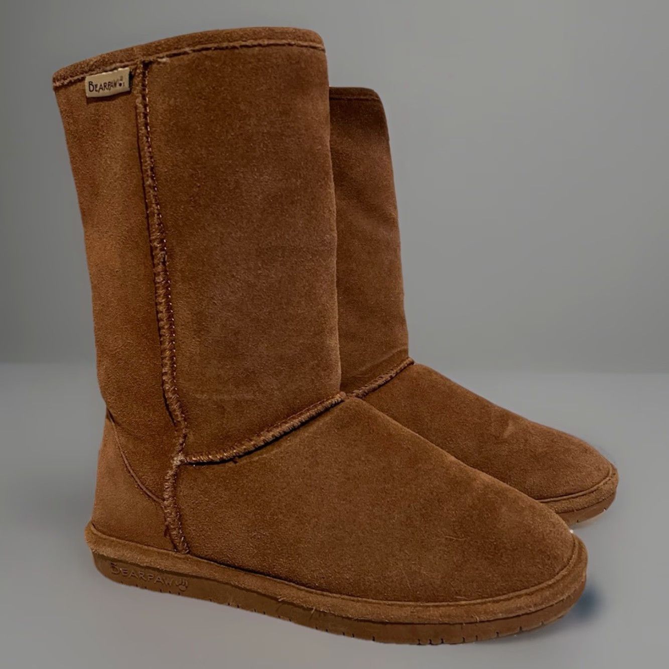 Vintage BEARPAW Emma Boot Women Suede Tan Lined Shearling Sheepskin 7, Outdoor Winter Fall Spring Bohemian Style Womens Size 28" / US 6 / IT 42 - 2 Thumbnail