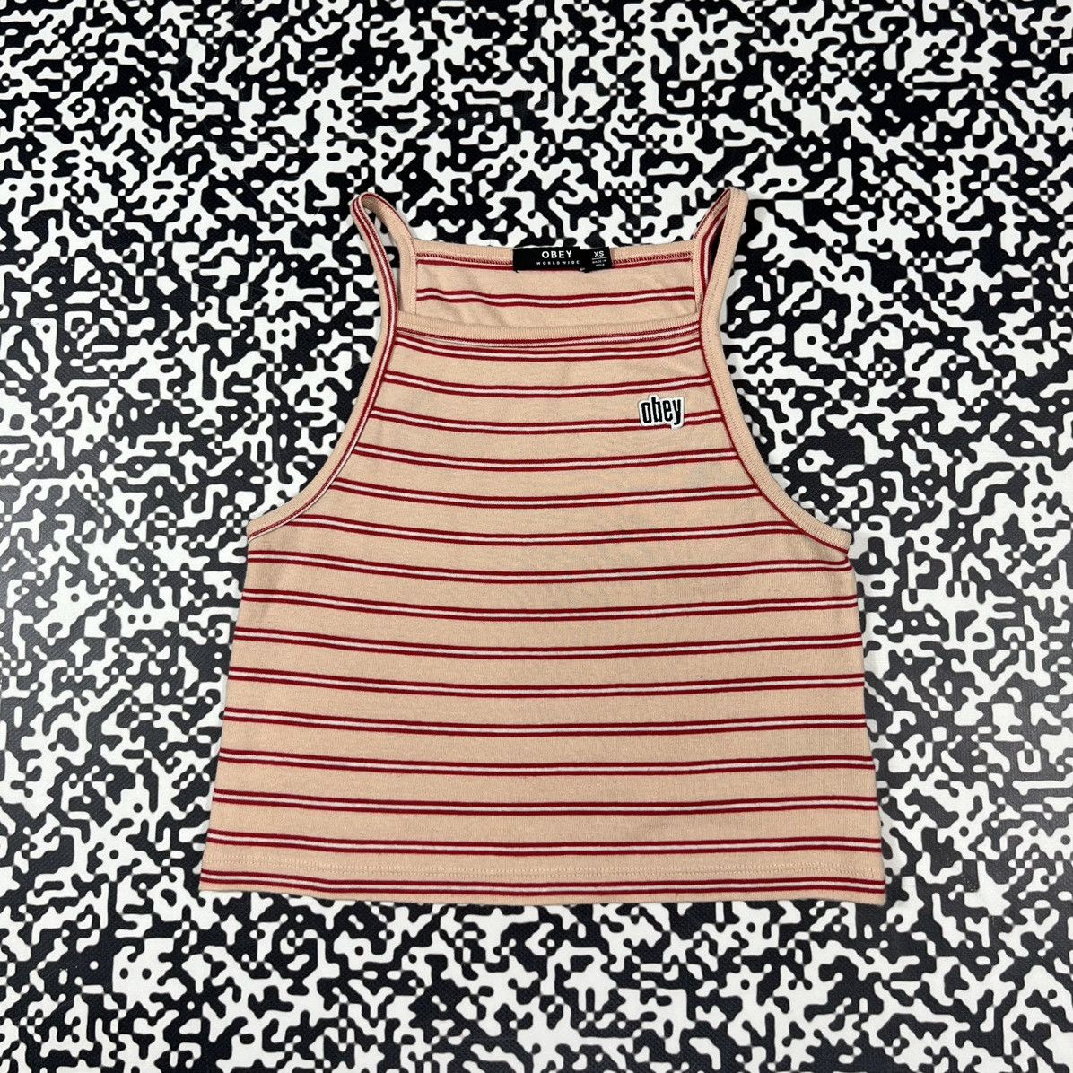 Obey Vintage Y2K Obey Striped Retro Sexy Tank Top Skate Sk8 Style Size XS / US 0-2 / IT 36-38 - 3 Thumbnail