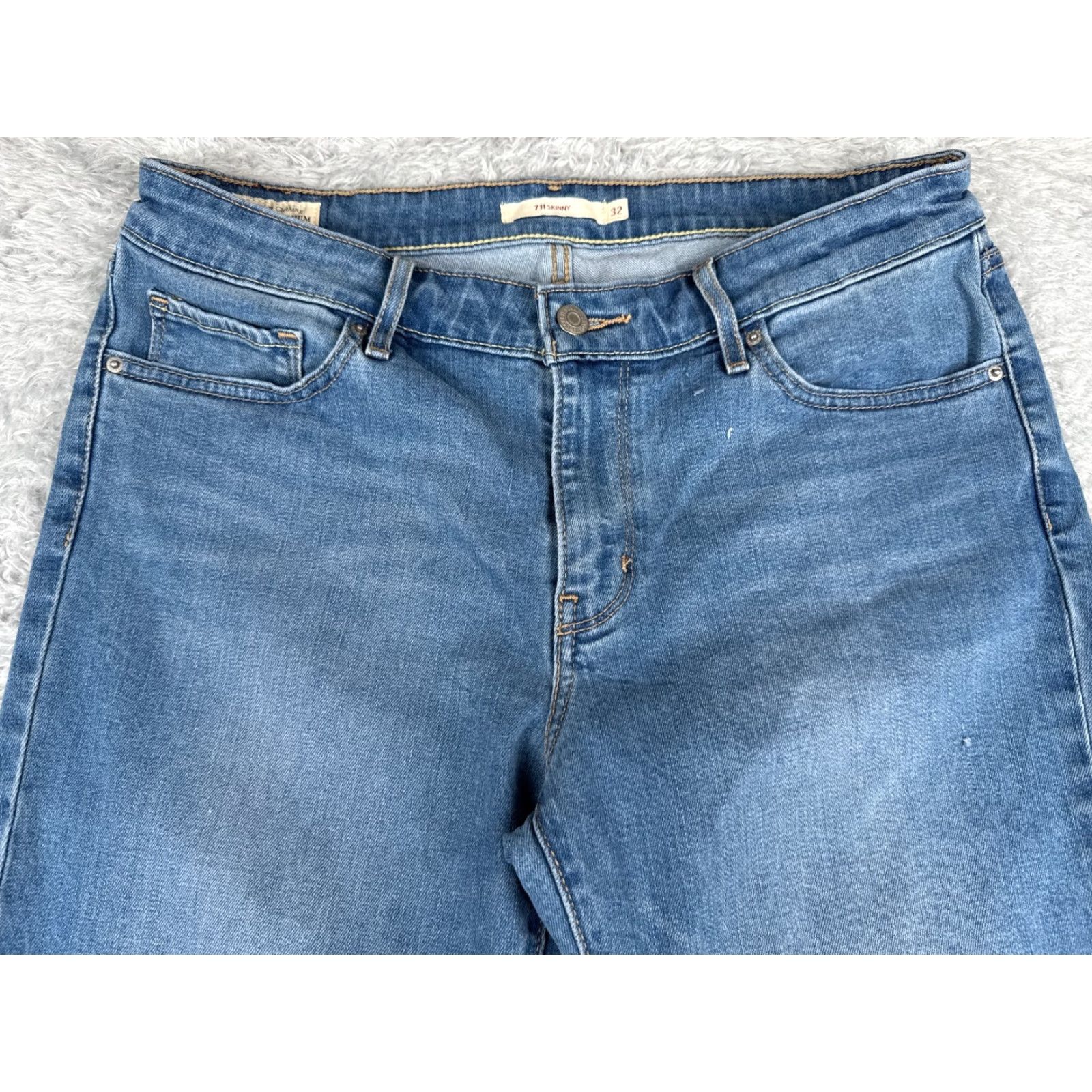 Levi's Levi's 700 Series Women's Skinny Jeans 32x30 Blue Denim Mid Rise Stretch Distressed 90s Vintage Inspired Size 24" / US 00 / IT 34 - 4 Thumbnail