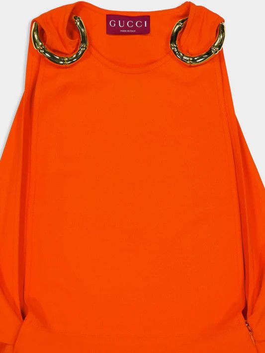Gucci oc11z1125 Vibrant Orange Sleeveless Midi Dress in Orange Size XS / US 0-2 / IT 36-38 - 3 Thumbnail