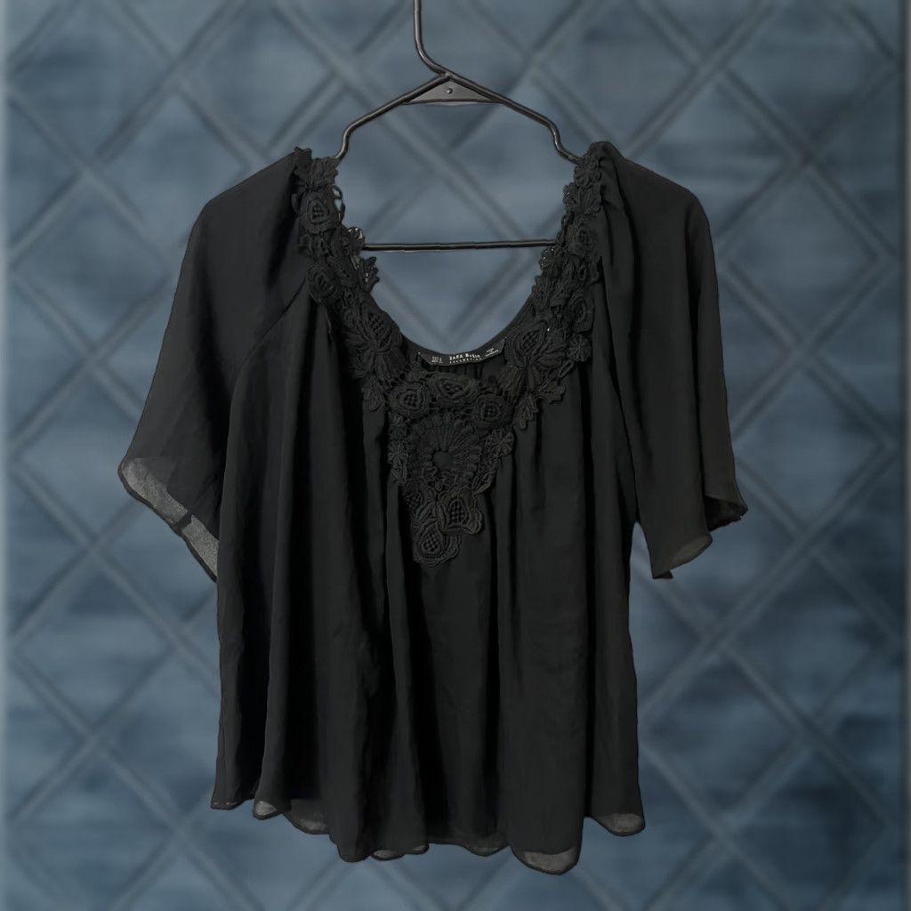 Zara Zara Women's Basic Collection Black Short Sleeve Round neck Top Blouse Size: Small Womens Size S / US 4 / IT 40 - 1 Thumbnail