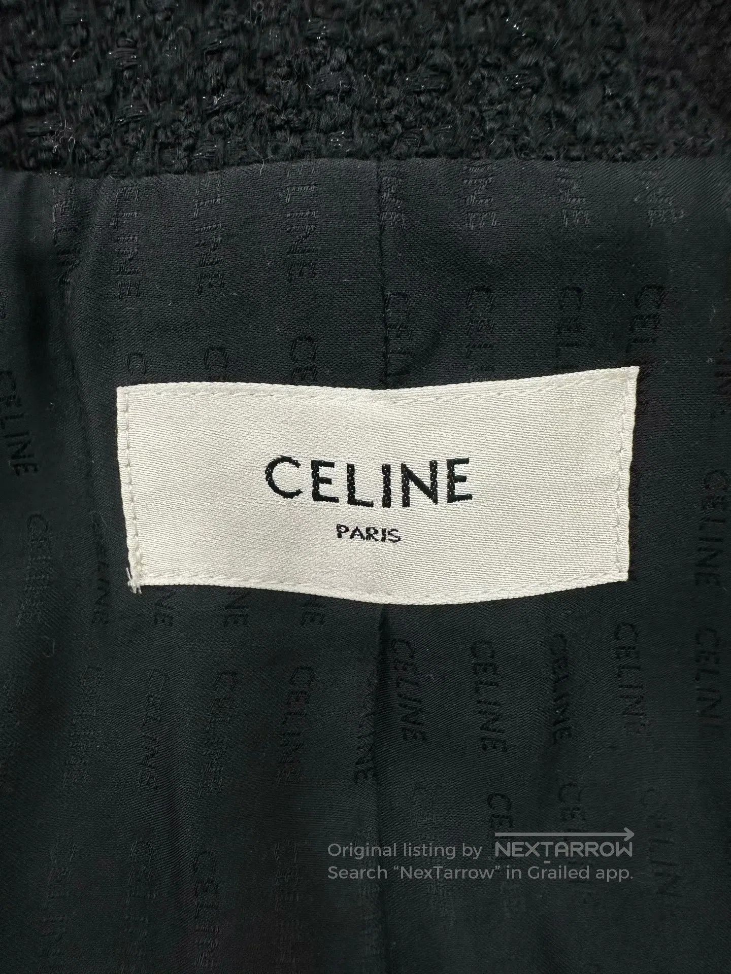 Celine CELINE Black and Gray Gold Buckle Wool Tweed Jacket| Size XS / US 0-2 / IT 36-38 - 3 Thumbnail