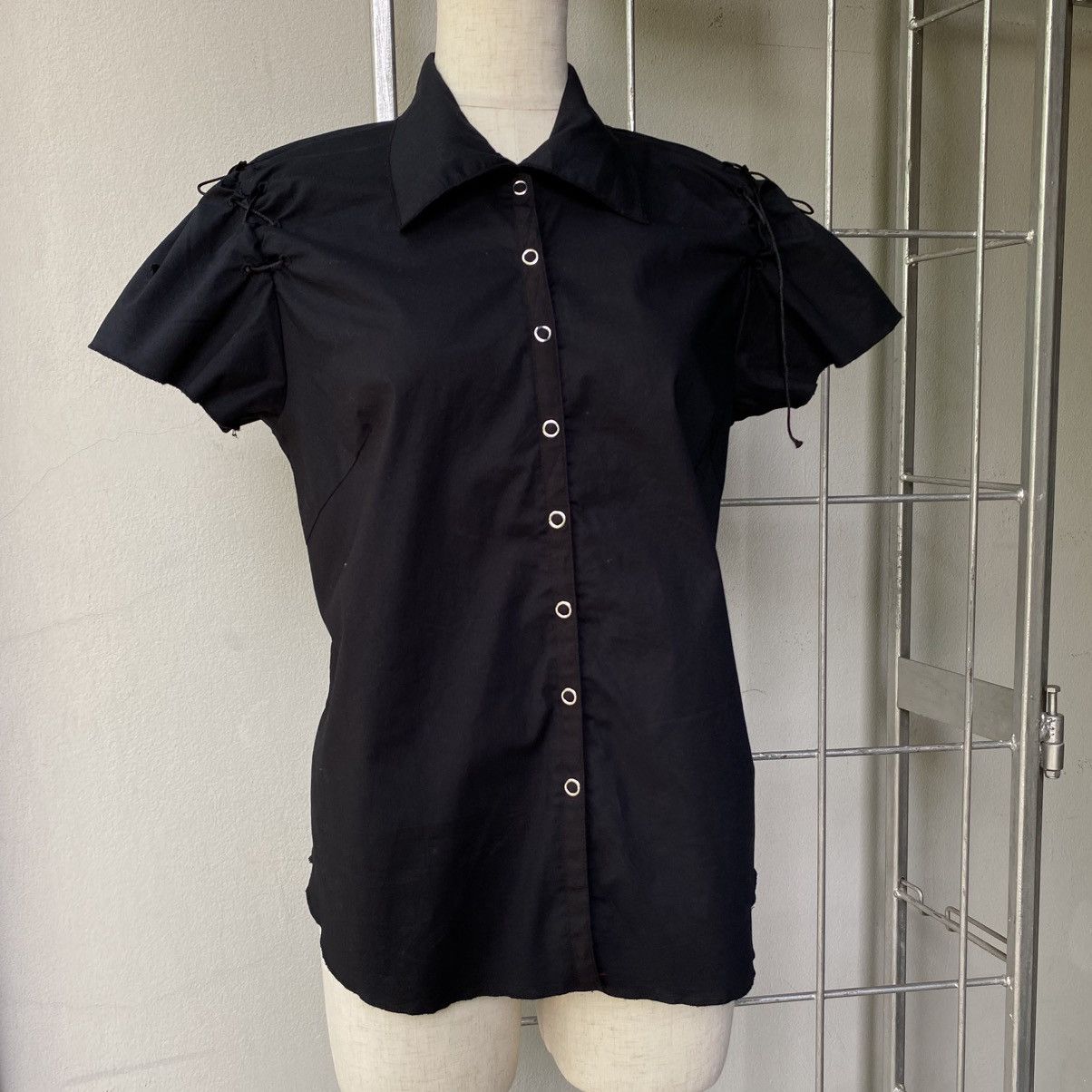 Enrico Coveri ENRICO COVERING Black Puff Sleeve Eyelet Shirt Size M / US 6-8 / IT 42-44 - 18 Thumbnail