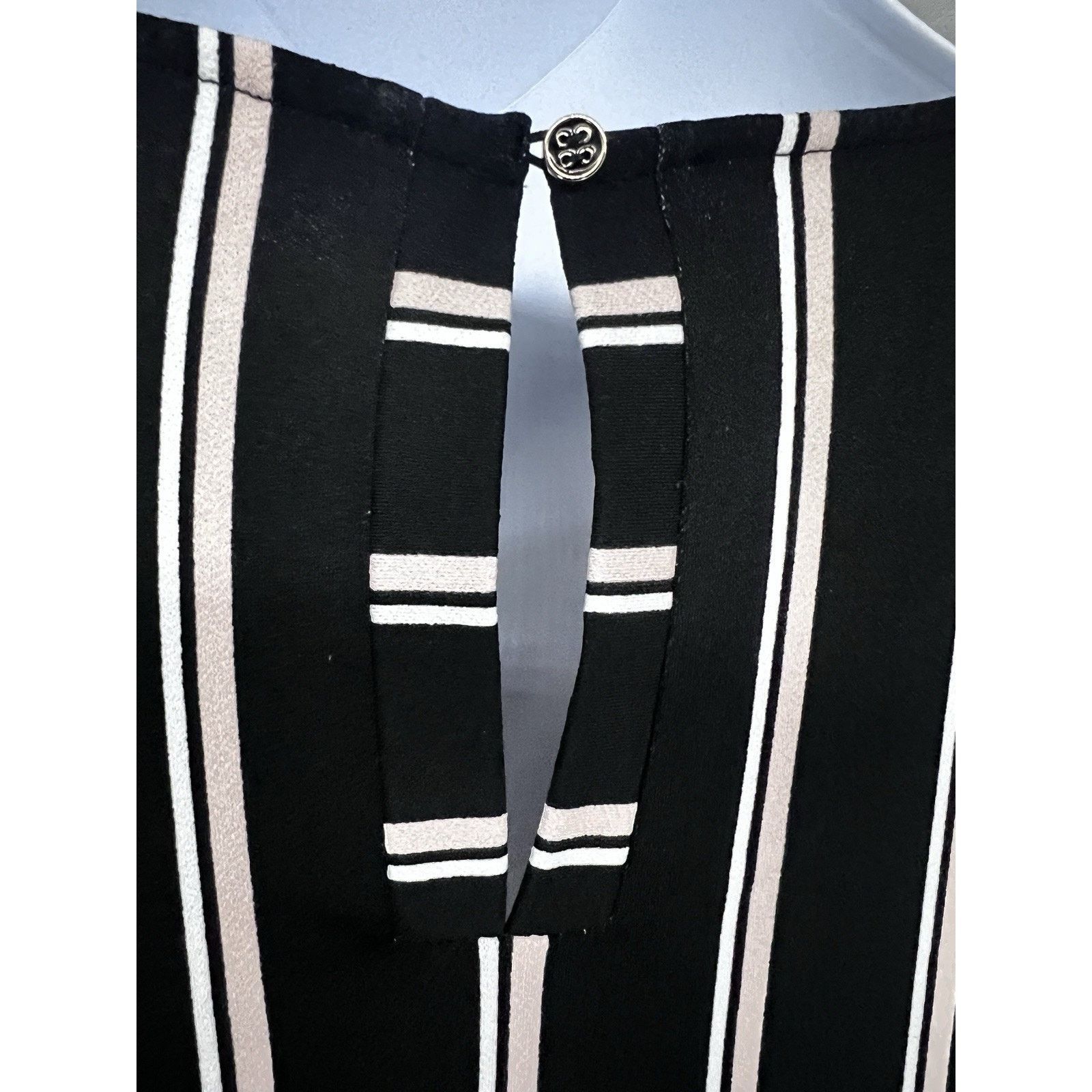Adrianna Papell Adrianna Papell Black Striped Pullover Top Shirt L Stretch Size L / US 10 / IT 46 - 6 Thumbnail