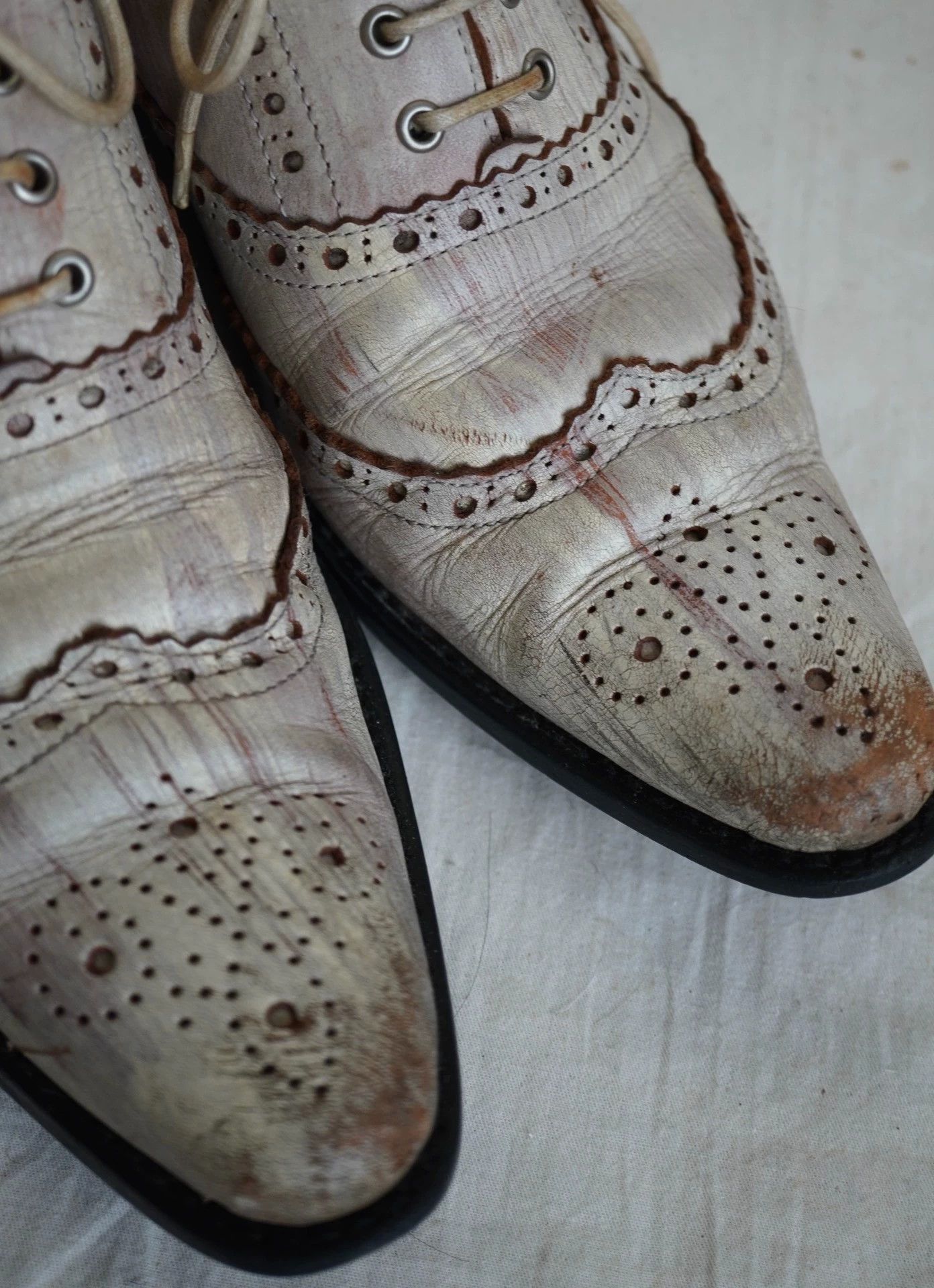 Comme des Garcons Rare CDG 2000s Painted Baroque Leather Shoes Pink/White 37 Size US 6.5 / IT 36.5 - 8 Thumbnail