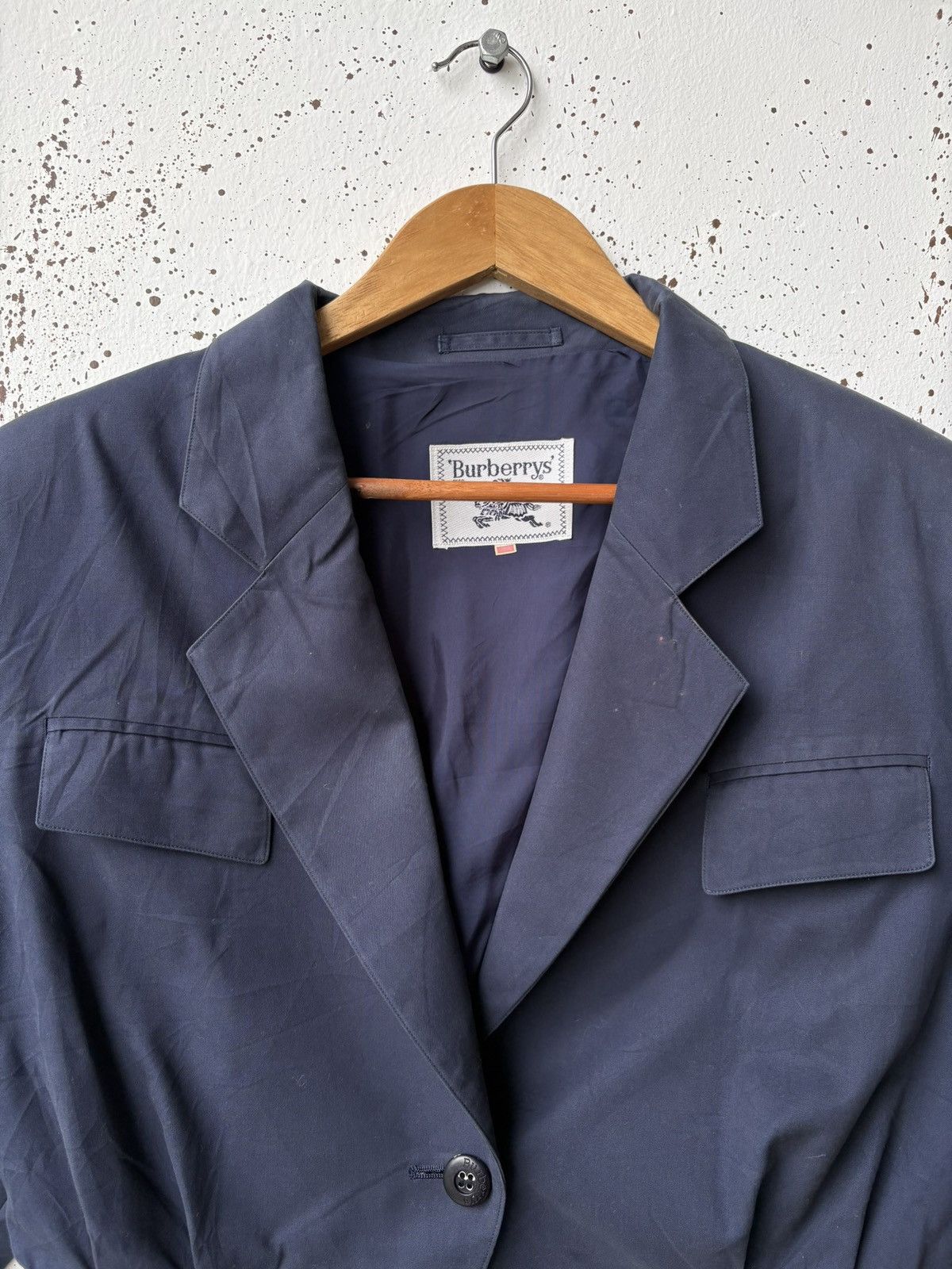 Burberry Vintage Burberrys Navy Tailored Crop Blazer Jacket Size US M / EU 48-50 / 2 - 2 Thumbnail