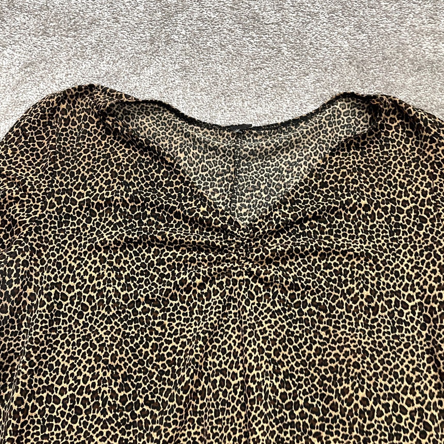 Vintage Unbranded Blouse Tunic Womens XL Brown Black Leopard V-Neck Half Sleeve Casual Shirt Women XL Leopard Pattern Modern Knit Size XL / US 12-14 / IT 48-50 - 3 Thumbnail