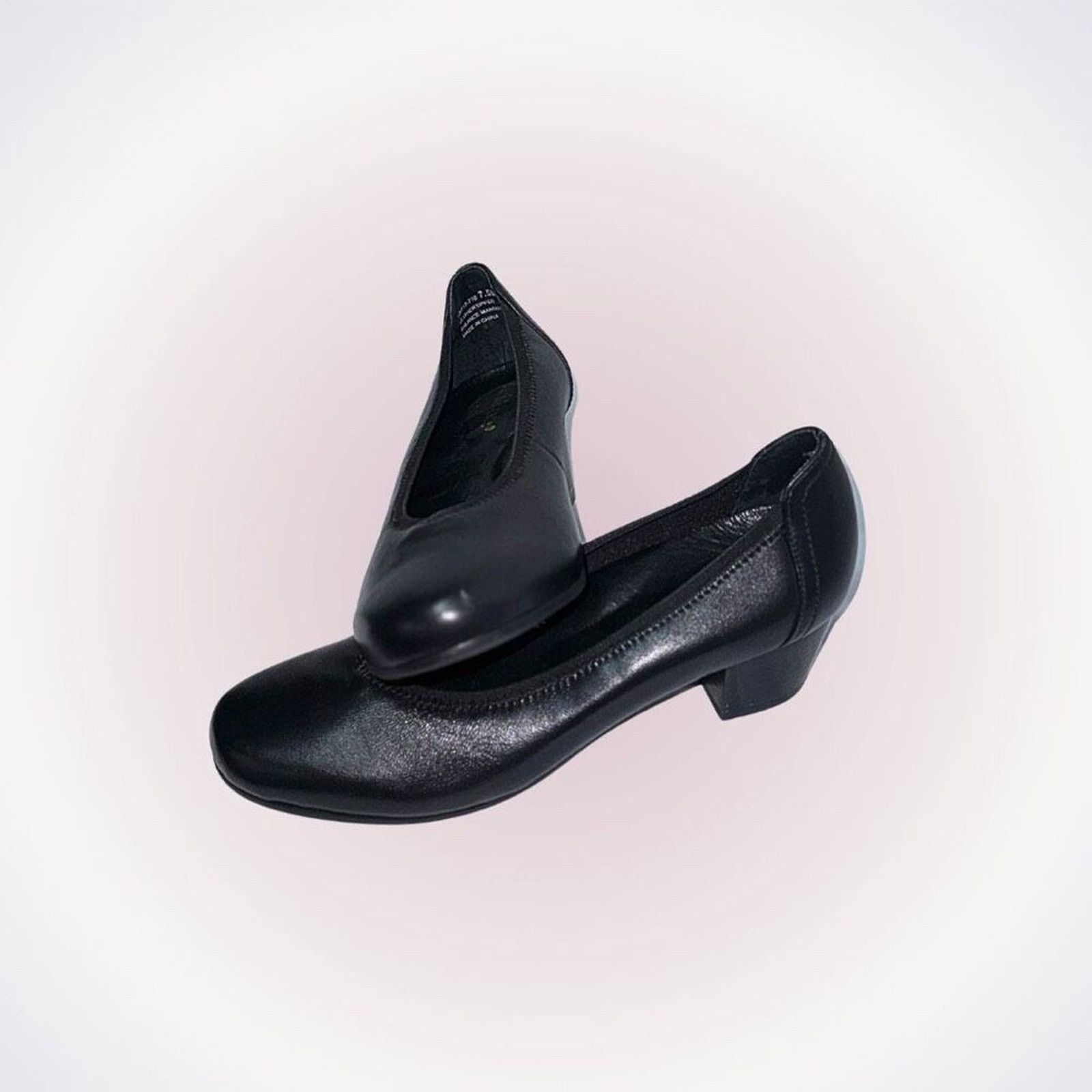 Other David Tate Black Leather Round Toe Court Heels | Sz 7.5 Size US 7.5 / IT 37.5 - 1 Thumbnail