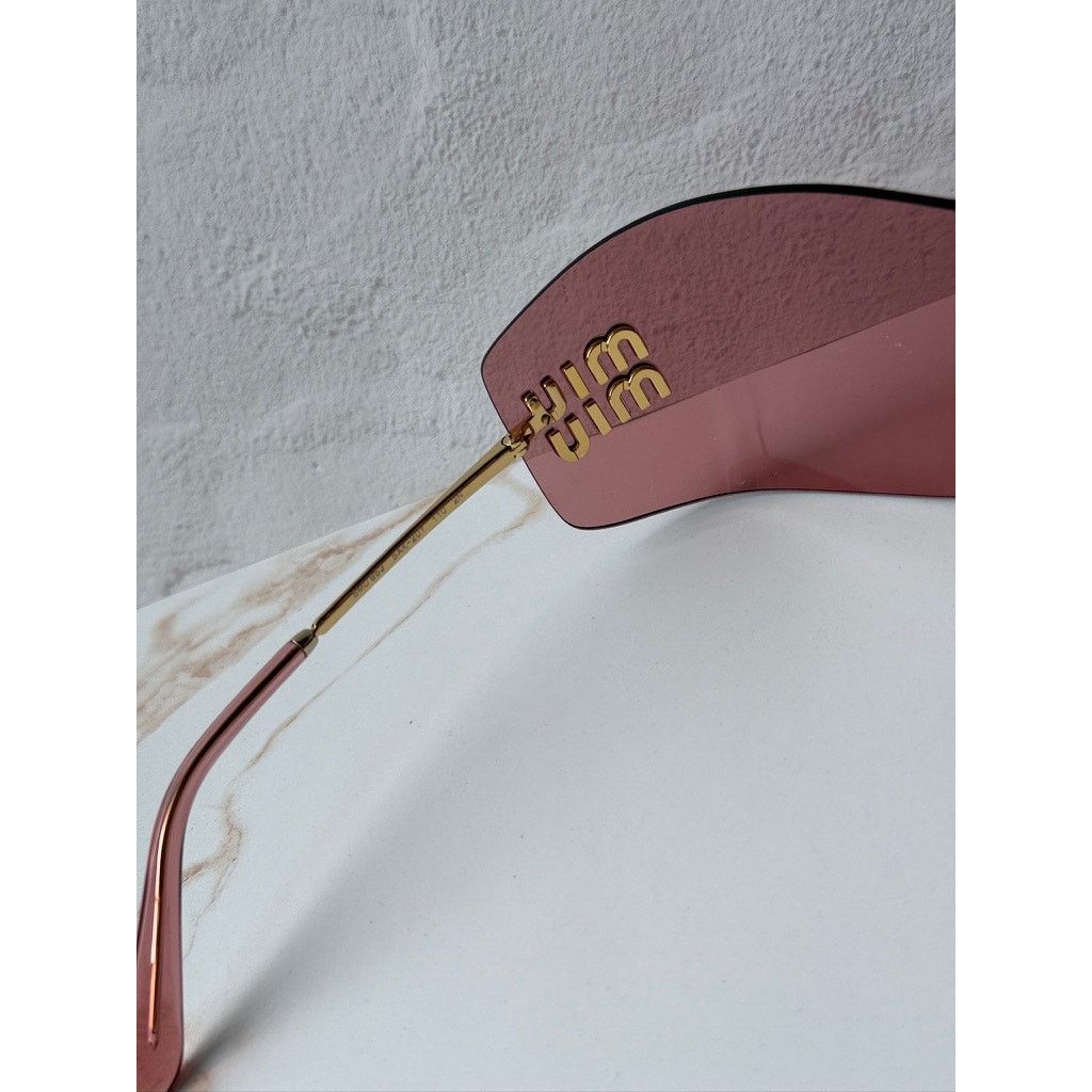 Miu Miu NEW Miu Miu MU B53 Mask Sunglasses in Gold Red $632 Size ONE SIZE - 7 Thumbnail