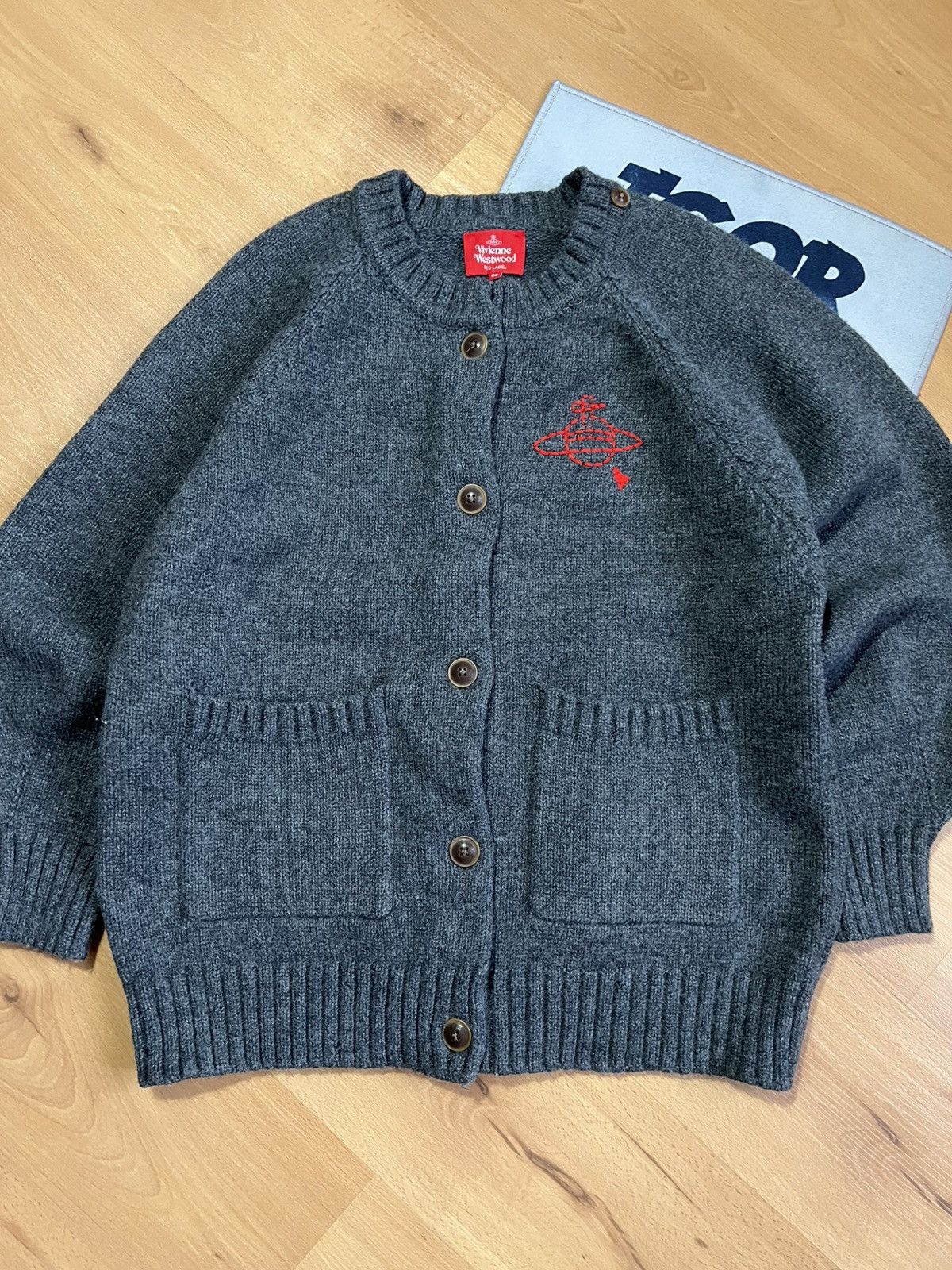 Vivienne Westwood Vivienne Westwood Red Label Wool Cardigan Grey Logo Japan Size US L / EU 52-54 / 3 - 1 Thumbnail