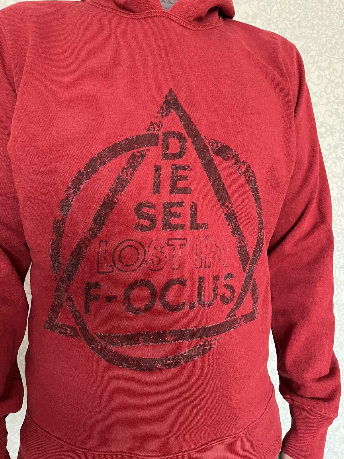 Designer × Diesel Diesel Lost In Focus Men Red Longsleeve Hoodie Size US L / EU 52-54 / 3 - 4 Thumbnail