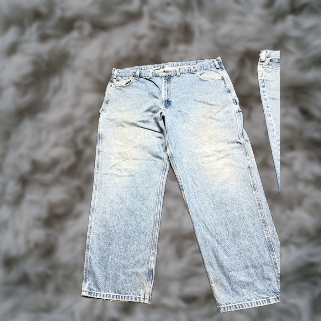Carhartt Carhartt B460 Jeans Men Blue Denim 46x30 5-Pocket Relaxed Straight 46 30in Distressed Flaw Lot of 2 - Vintage: No Size US 30 / EU 46 - 1 Thumbnail