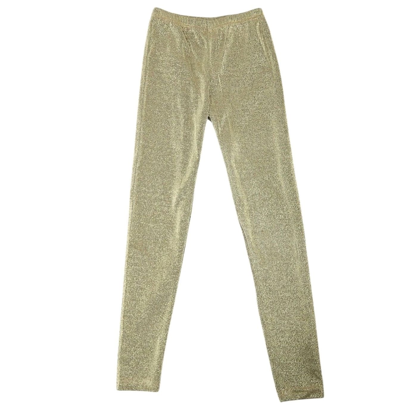 ASH VINTAGE Sash Leggings Gold Glitter Disco Glam 80s S Womens Party/Cocktail Striking Shimmer Pants S Size 28" / US 6 / IT 42 - 2 Thumbnail