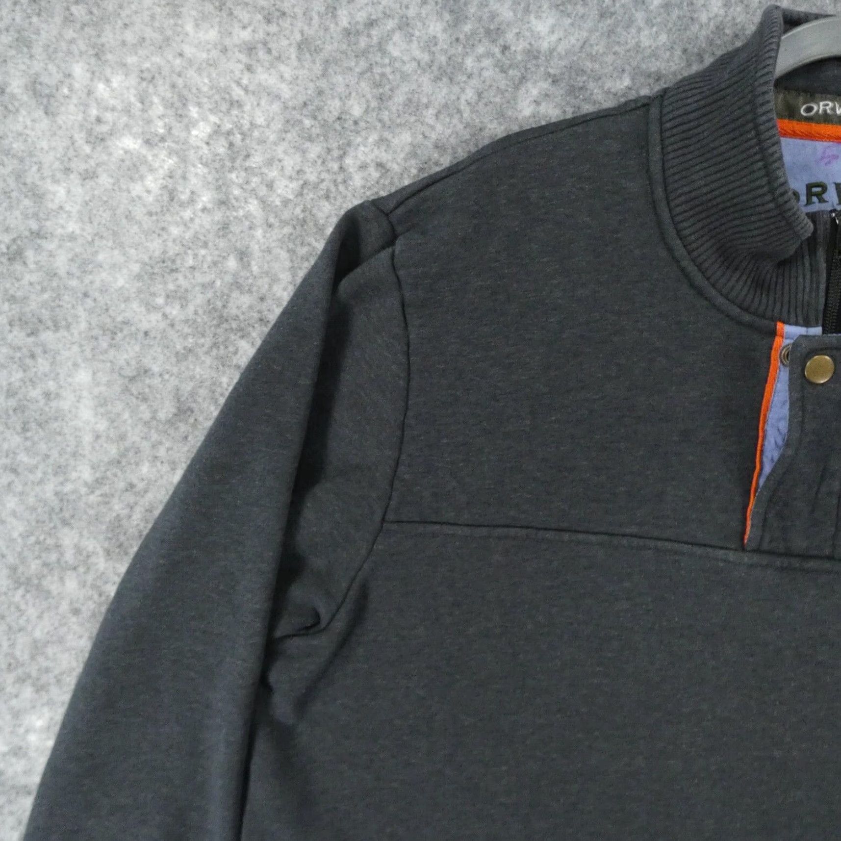 Orvis Orvis Sweater Mens XL Pullover Gray Fleece 1/4 Zip w Snap Over Size US XL / EU 56 / 4 - 3 Thumbnail