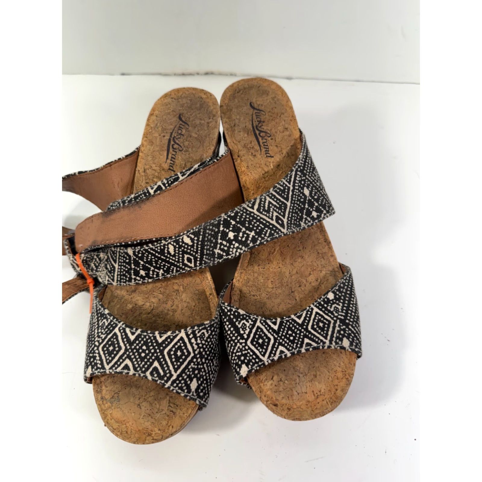 Lucky Brand Lucky Brand Moran Wedge Sandals Womens 8.5M Brown Black Crossover Ankle Strap Vintage: No Mens Womens Boy? Size US 7 / IT 37 - 7 Thumbnail