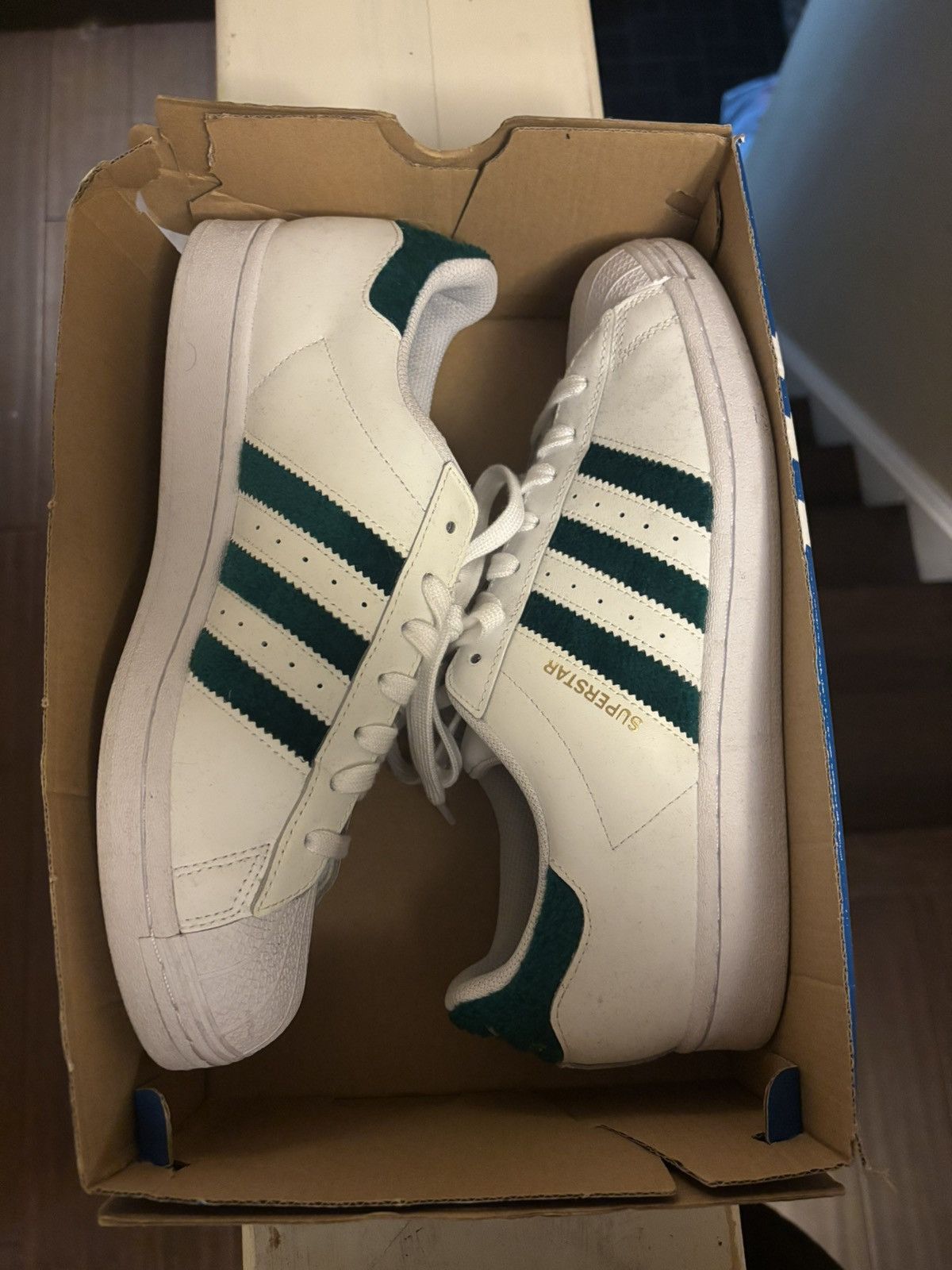 Adidas ADIDAS SUPERSTAR CLAMSHELL WHITE LEATHER FURRY GREEN Size US 9.5 / EU 42-43 - 1 Thumbnail