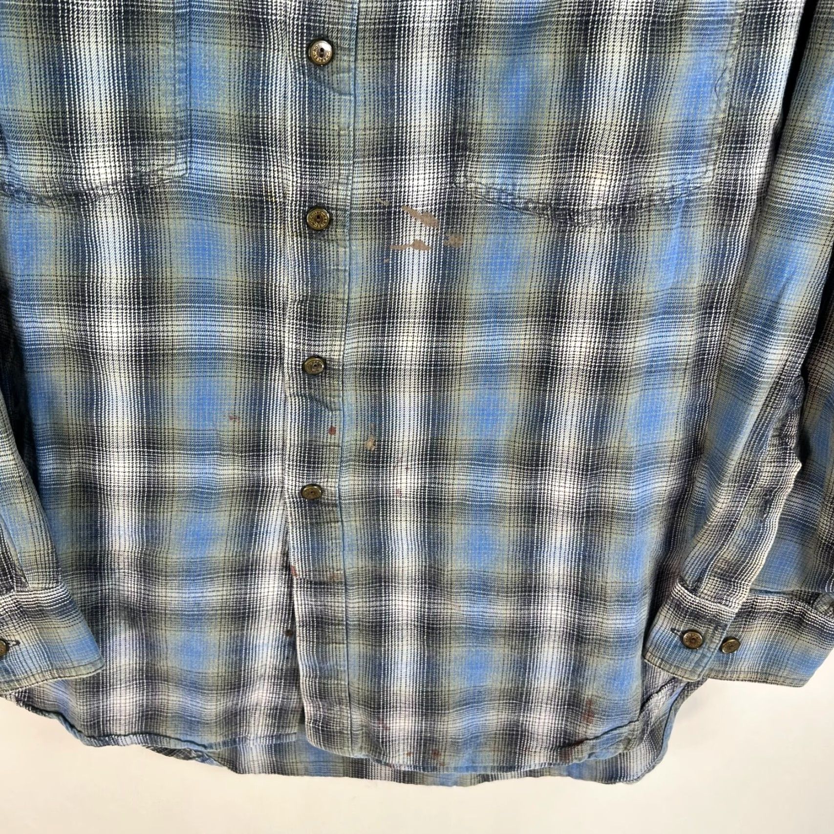 Harley Davidson Harley-Davidson Plaid Woven Button-Up Shirt Mens L Blue Distressed Long Sleeve Size US L / EU 52-54 / 3 - 5 Thumbnail