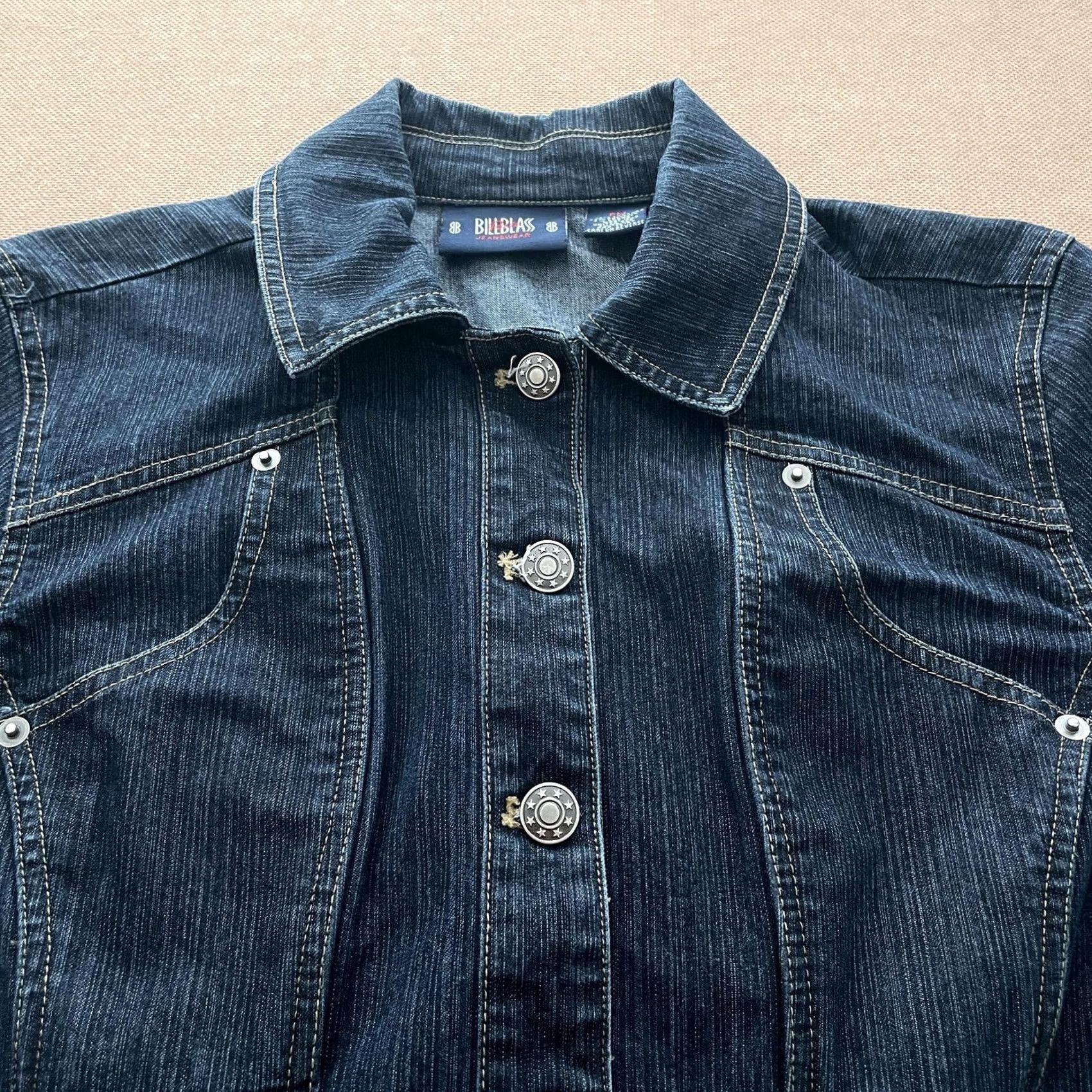 Bill Blass Bill Blass Jeanswear Jacket Womens Petite Medium Blue Denim Western Fitted PM Jacket Size 32" / US 10 / IT 46 - 2 Thumbnail