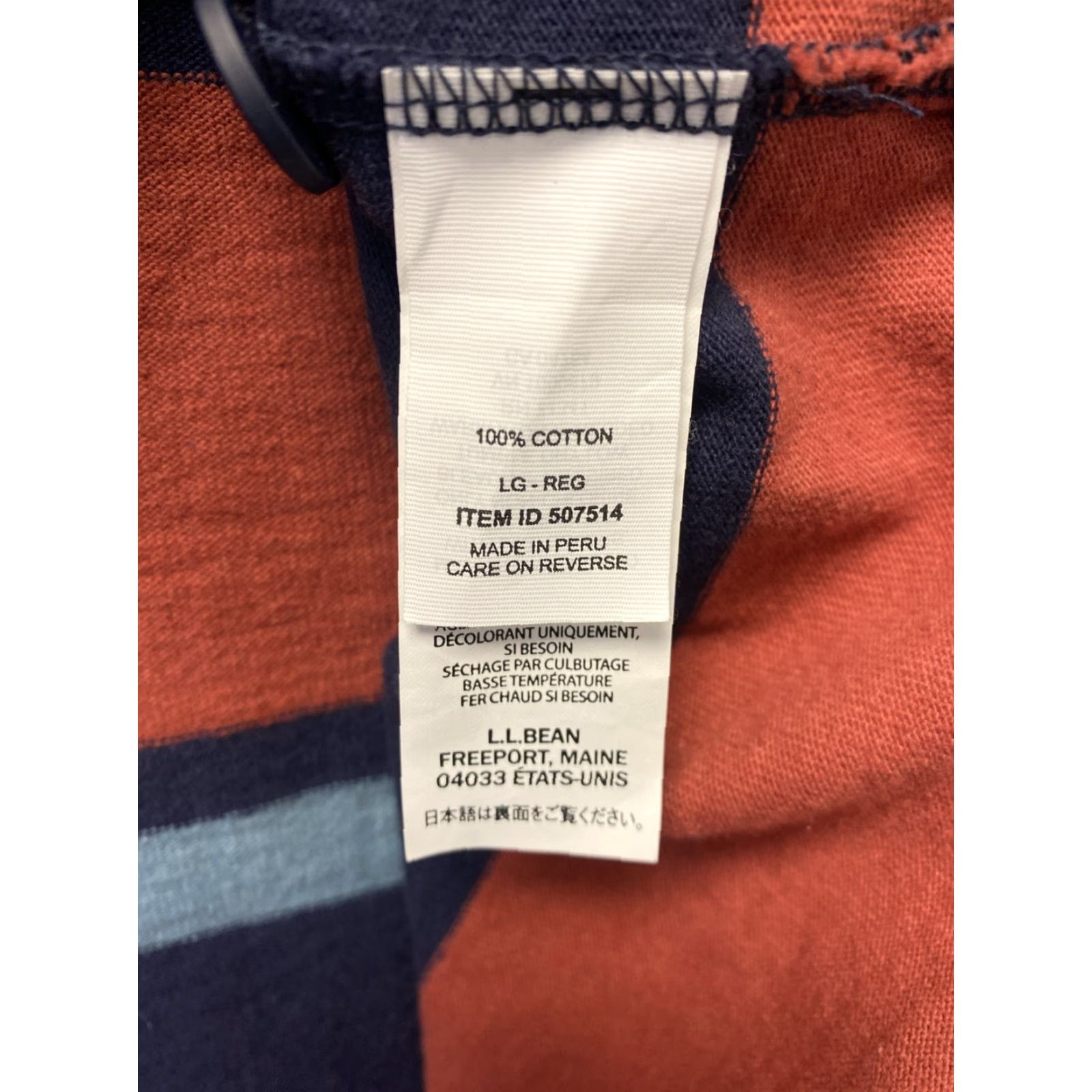 Vintage L.L. Bean Orange Blue Striped Pullover Rugby Sweater Mens Large Casual Regular Fit Size US L / EU 52-54 / 3 - 6 Thumbnail