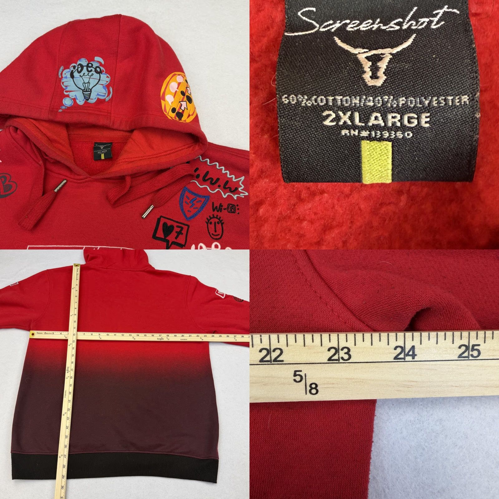 Vintage Screenshot Hoodie Mens 2XL Red Black Gradient Wi-Fi Web Graphic Fleece Nerd Size US XXL / EU 58 / 5 - 8 Thumbnail