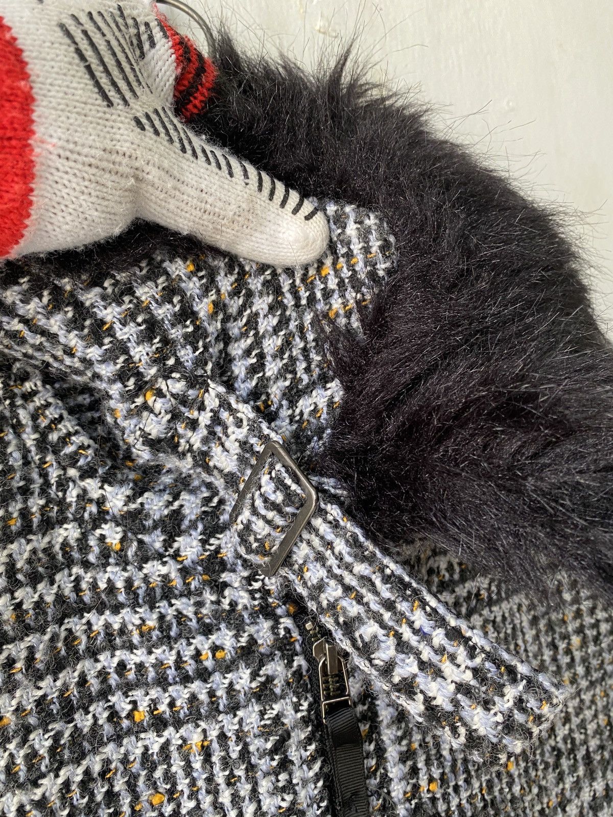 Japanese Brand × Le Grande Bleu (L.G.B.) SLY Japan Knit Wool Design Fur Zipper Jacket Size US L / EU 52-54 / 3 - 14 Thumbnail