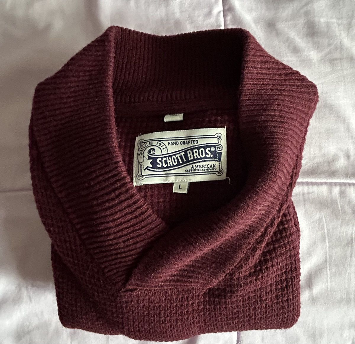 Schott Schott Bros Ribbed Wool Sweater Size L Wine V-Neck Size US L / EU 52-54 / 3 - 12 Thumbnail
