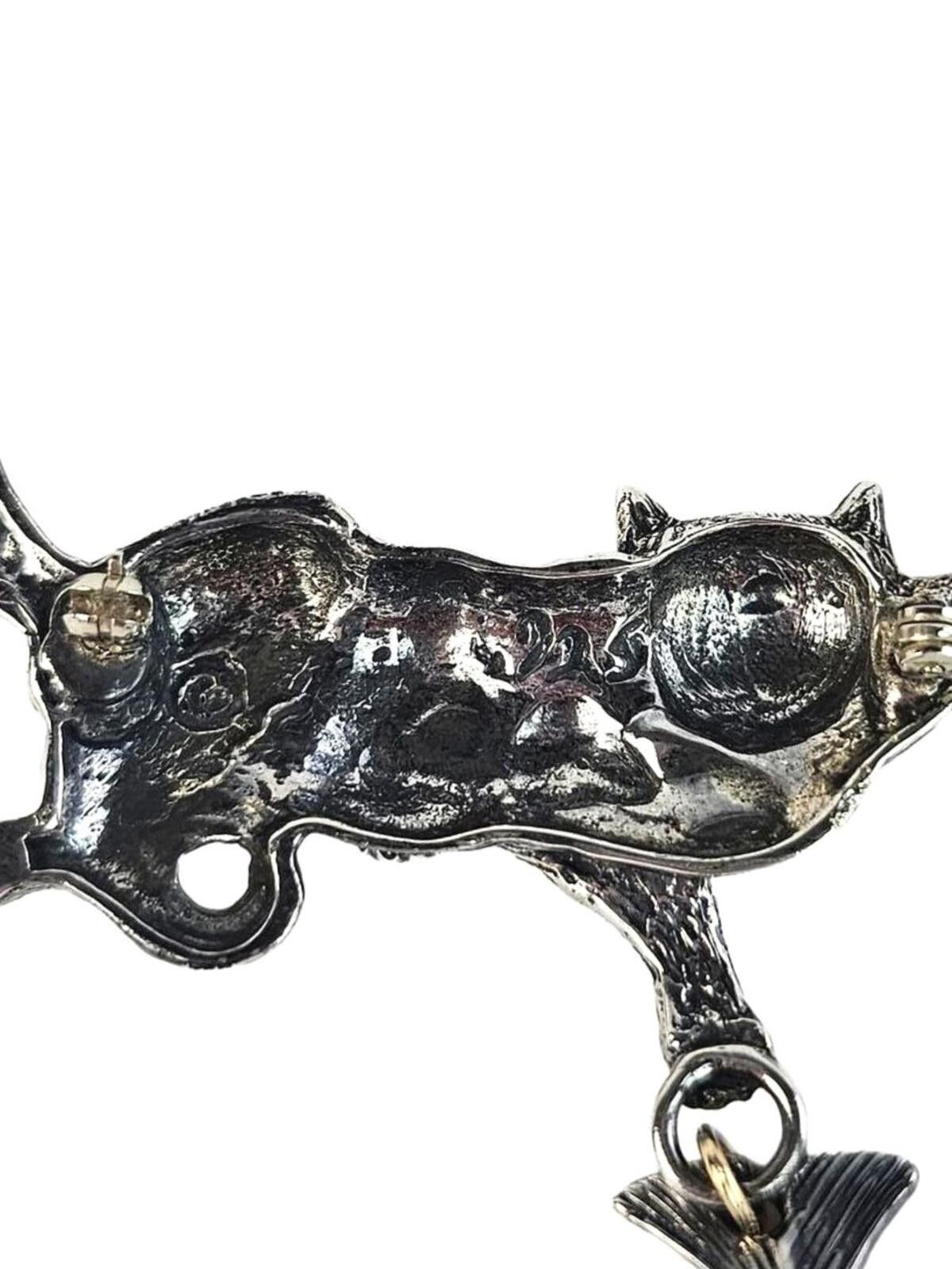 Other Robert Shields Vintage Silver Cat & Fishbone Pin Brooch RARE Size ONE SIZE - 2 Thumbnail