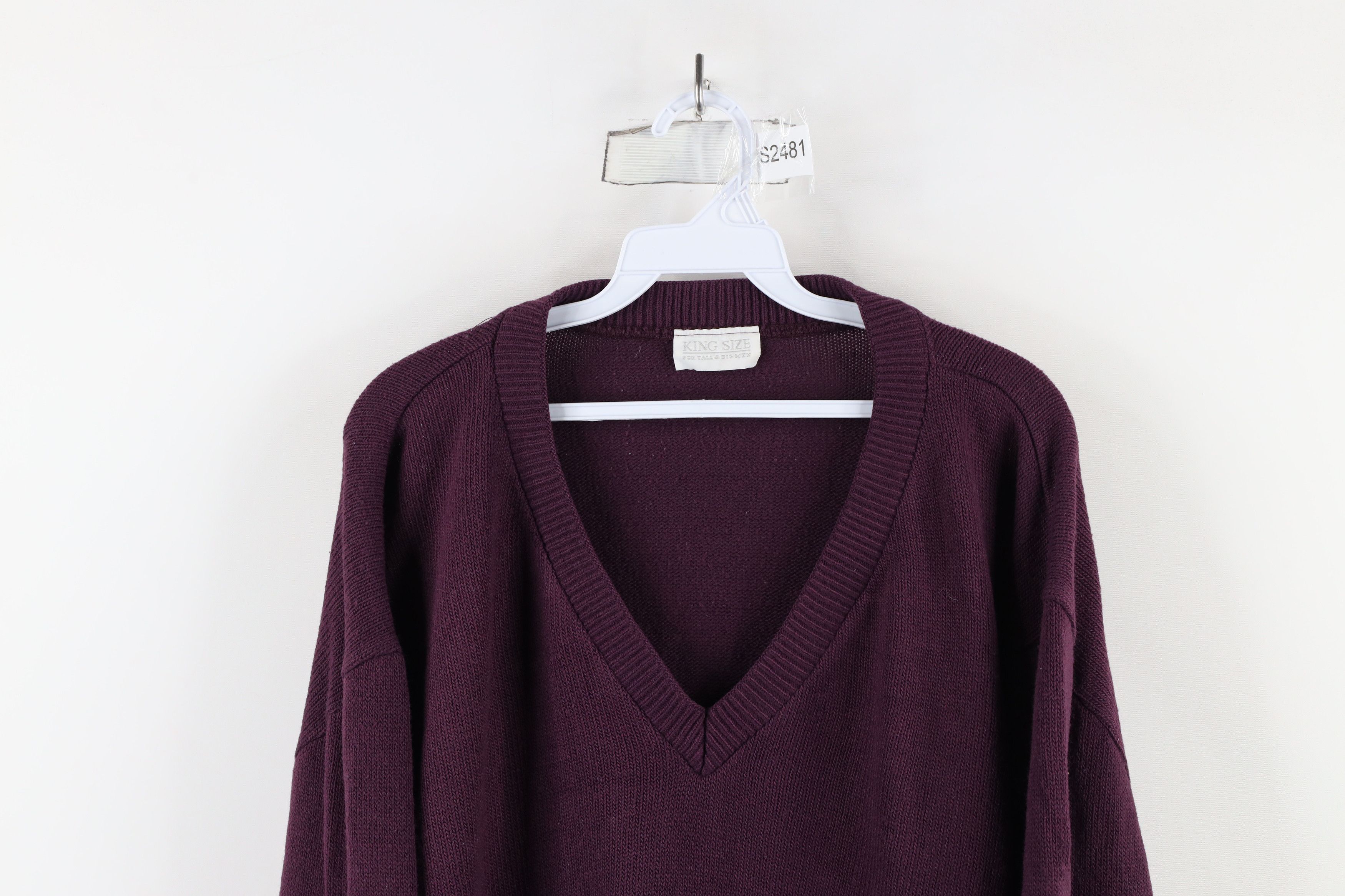 Vintage Vintage 90s Streetwear V-Neck Sweater Plum Purple Acrylic Size US XL / EU 56 / 4 - 2 Thumbnail