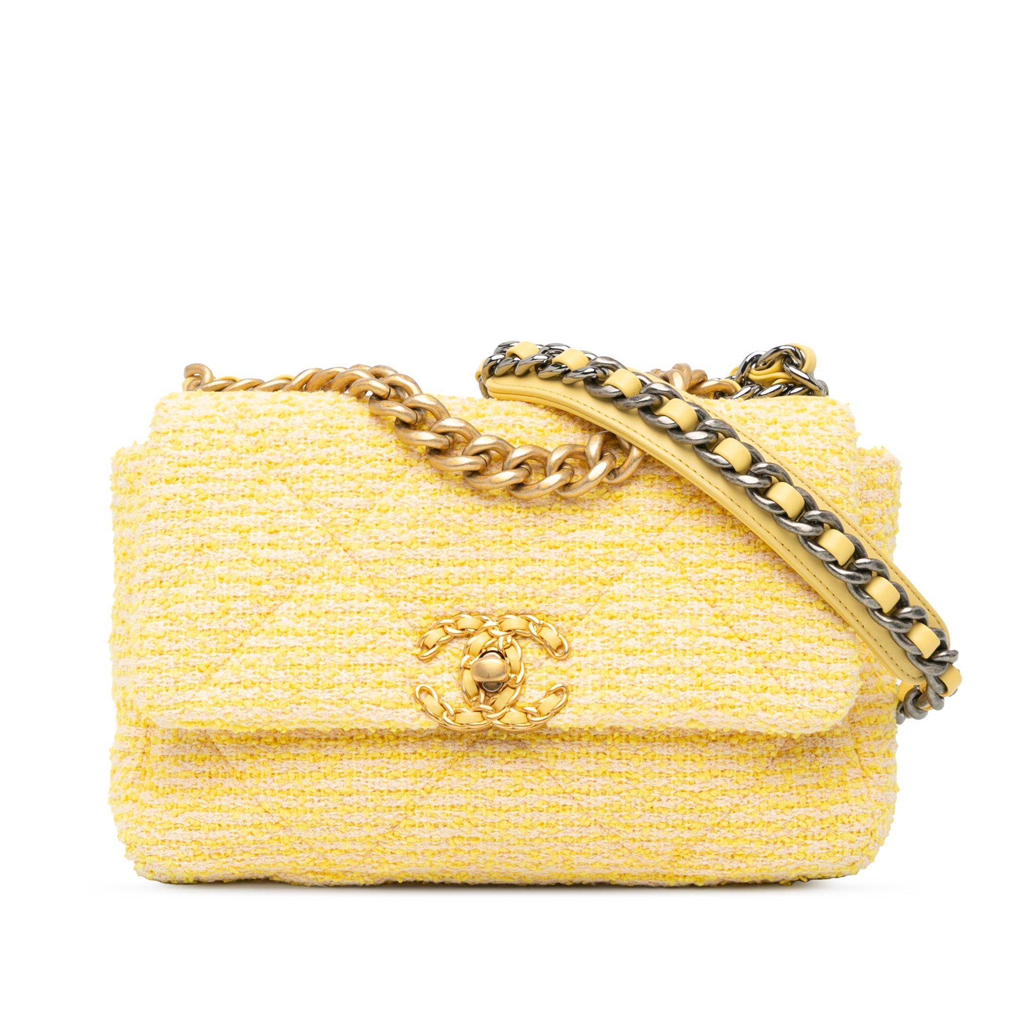 Chanel Chanel Medium Tweed 19 Flap Yellow Size ONE SIZE - 1 Thumbnail