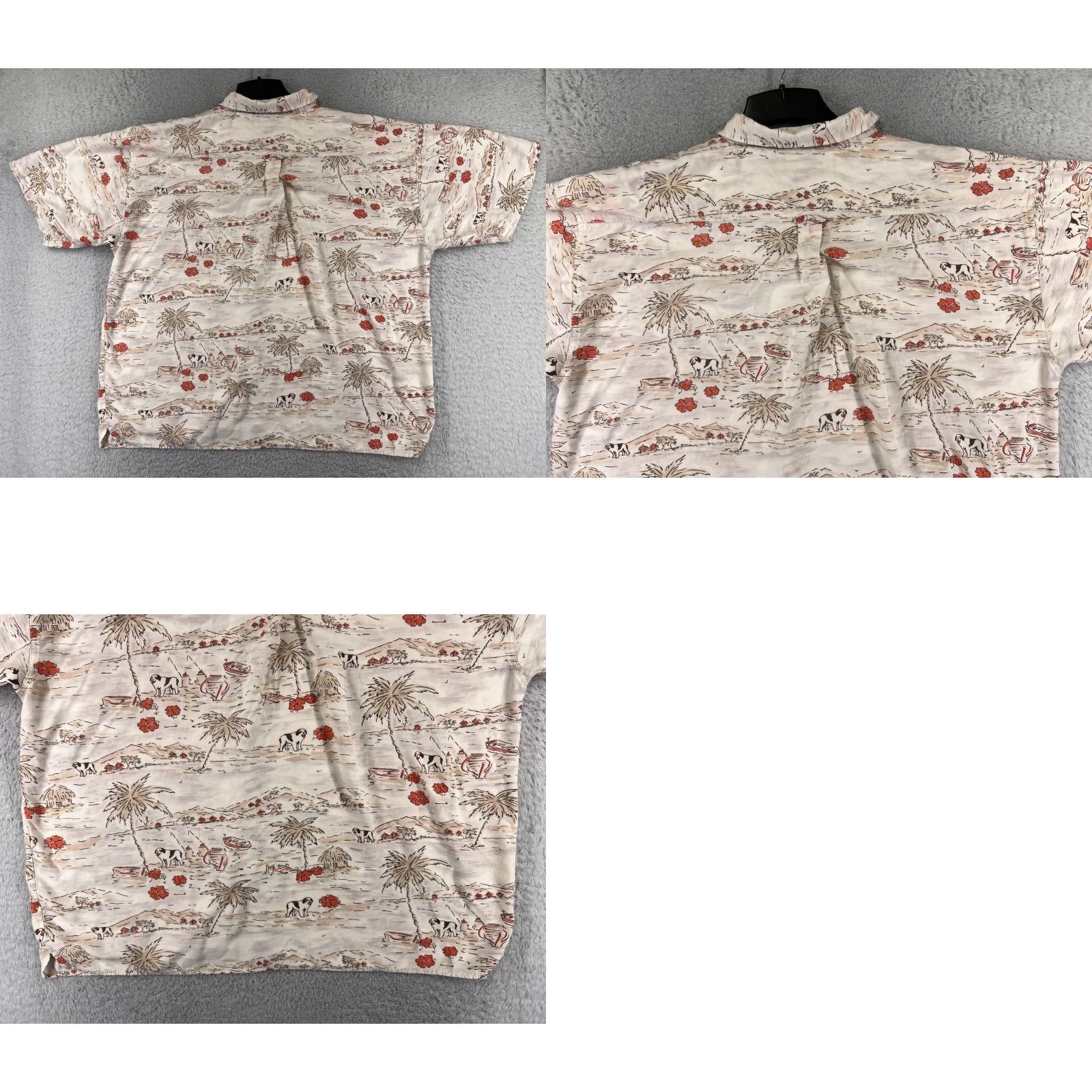 Big Dogs Big Dogs Shirt Adult 3XL Beige Floral Palm Island Rayon Hawaiian Button Mens Size US XXL / EU 58 / 5 - 9 Thumbnail