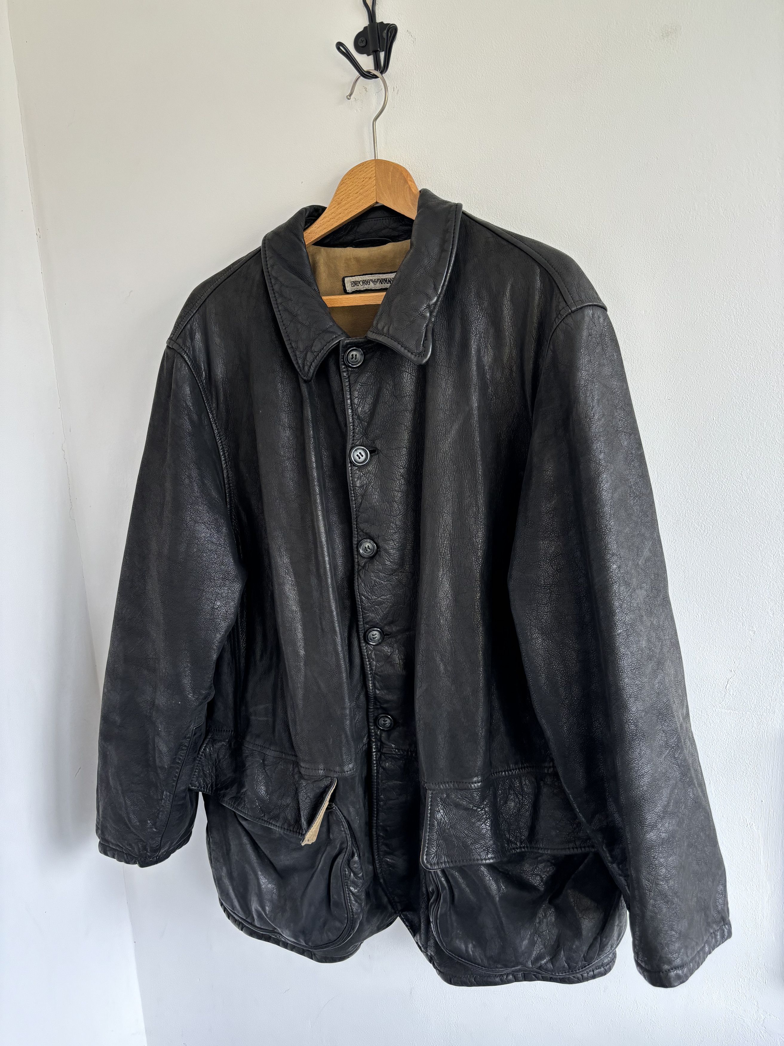 90s EMPORIO ARMANI Cow Leather Jacket