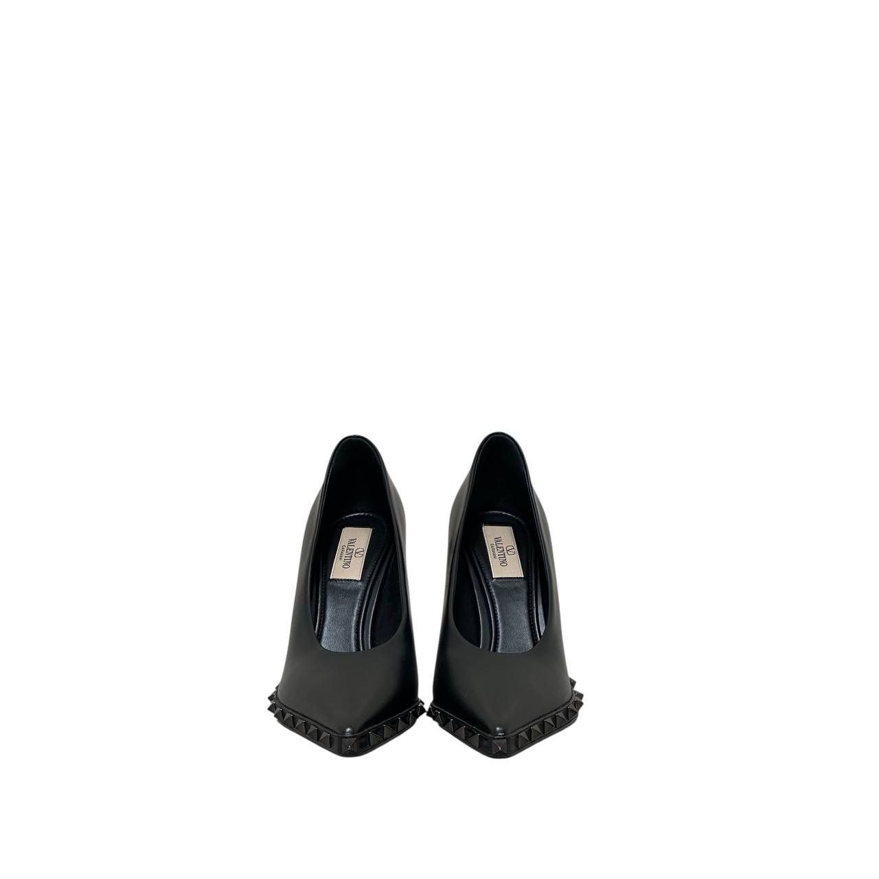 Valentino Valentino Rockstud 100 Leather Heels Pumps Black 38.5 Size US 8.5 / IT 38.5 - 3 Thumbnail