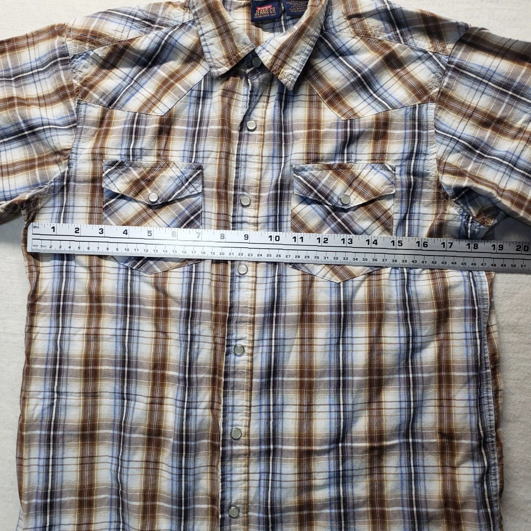 Wrangler Wrangler Jeans Co Western Plaid Button Pearl Snap Shirt XL Mens Multicolor Short Sleeve Shirt Size US XL / EU 56 / 4 - 5 Thumbnail