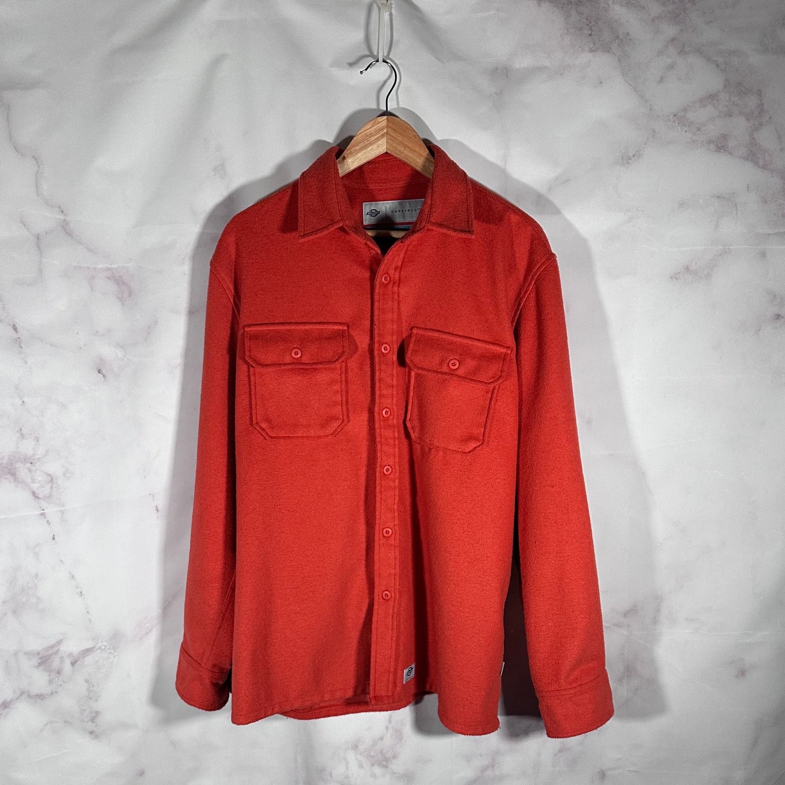 Dickies Construct Orange Fleece Button Up Shirt Size US XL / EU 56 / 4 - 1 Thumbnail
