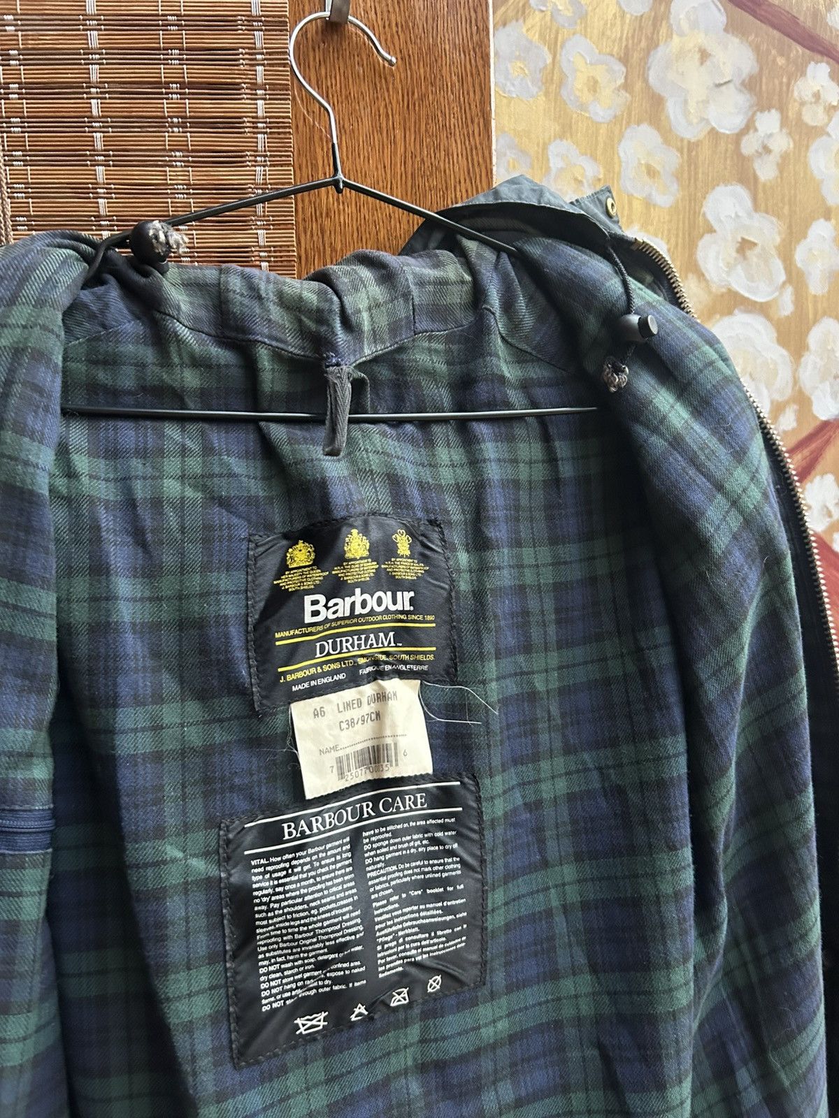 Barbour Vintage Barbour A6 Lined Durham Wax Hooded Jacket C38/97CM Size US M / EU 48-50 / 2 - 4 Thumbnail