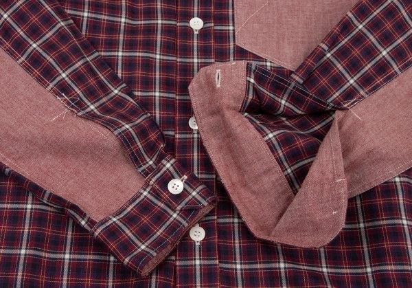 Junya Watanabe Shirt Paneled Check Switch Long Sleeve Red Size US XS / EU 42 / 0 - 6 Thumbnail