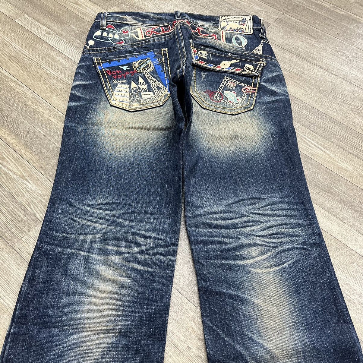 If Six Was Nine × Japanese Brand × Le Grande Bleu (L.G.B.) Vtg Lolita Embroidered Flare Jeans Faded Exotic Denim Y2K Size US 31 - 17 Thumbnail