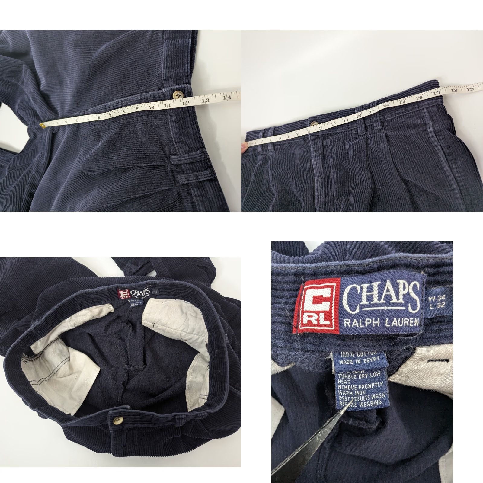 Ralph Lauren VINTAGE Ralph Lauren Chaps Navy Baggy Pleated Cuffed Corduroy Pants 34x32 Shirt? Size US 34 / EU 50 - 8 Thumbnail