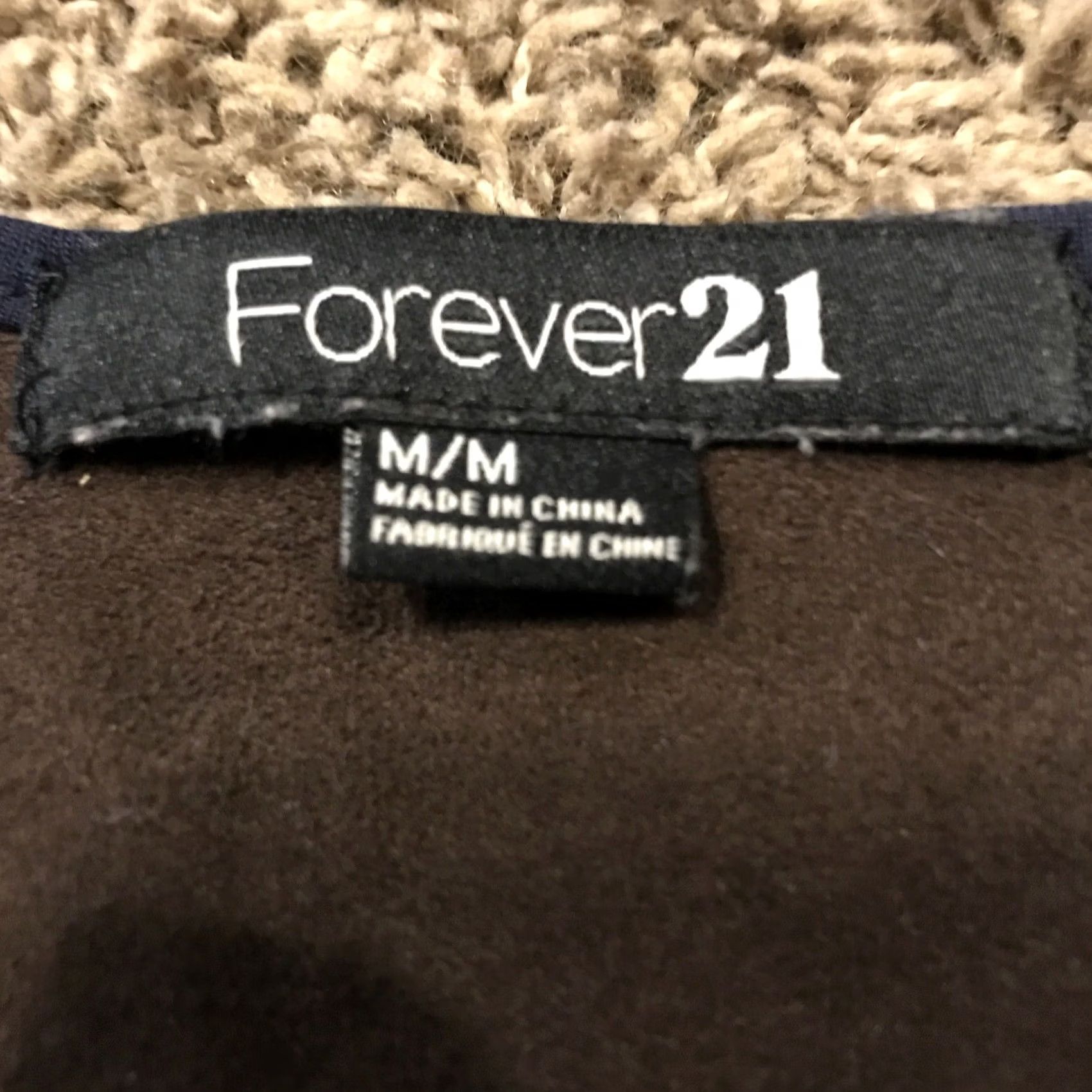 Forever 21 FOREVER 21 Womens M Navy Blue Brown Top Polyester Size M / US 6-8 / IT 42-44 - 2 Thumbnail